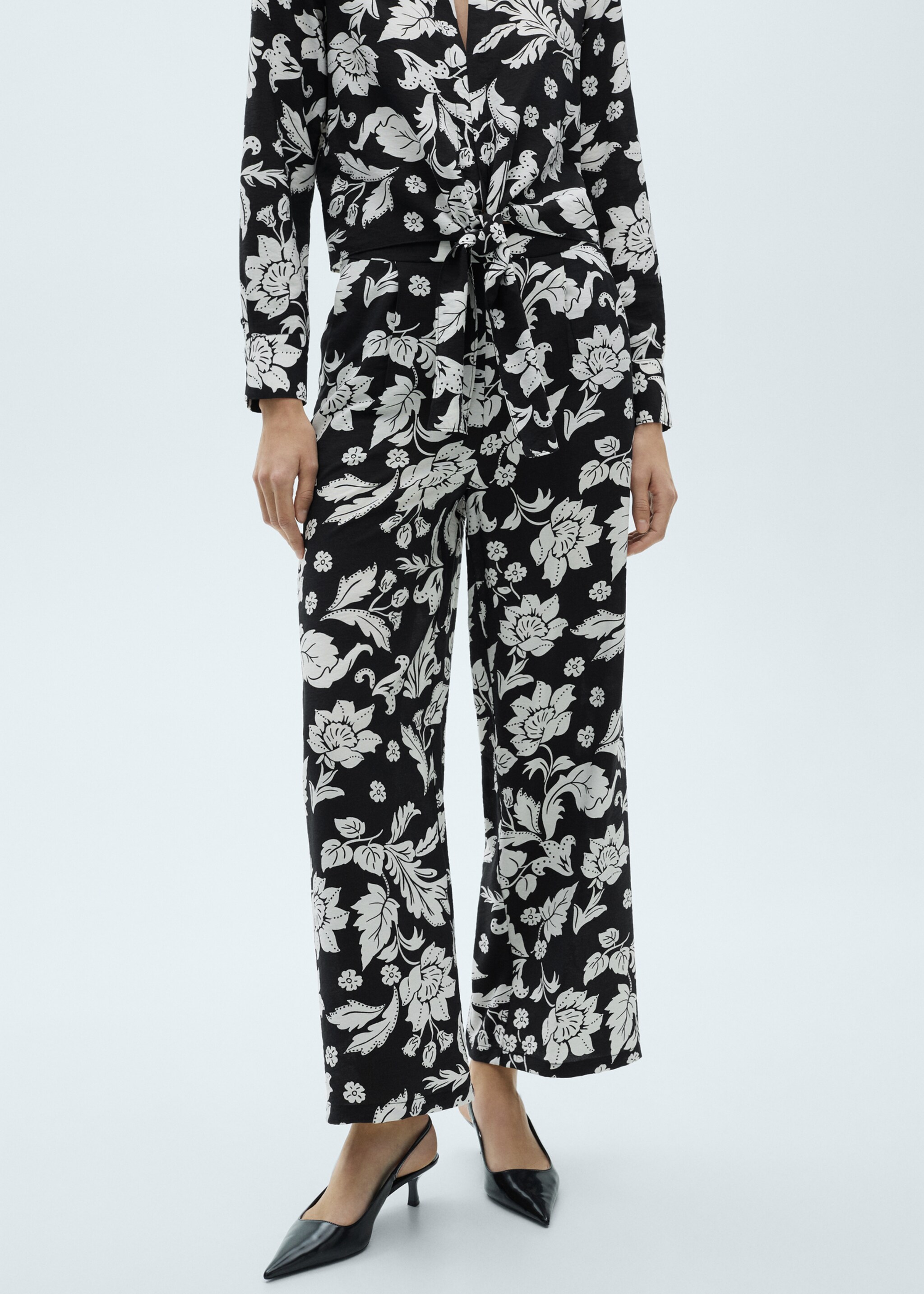 Floral print straight trousers - Medium plane