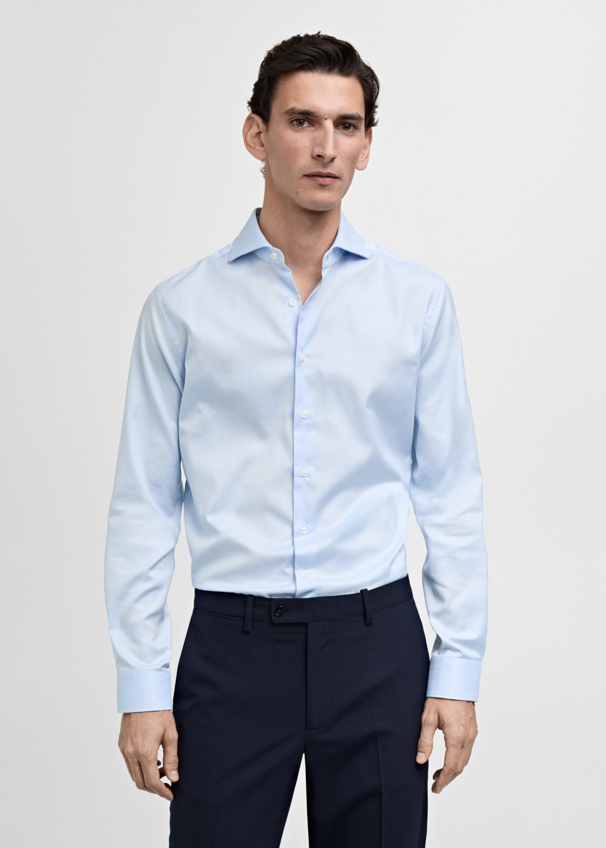 Camisa vestit slim fit cotó popelín - Detall de l'article 2