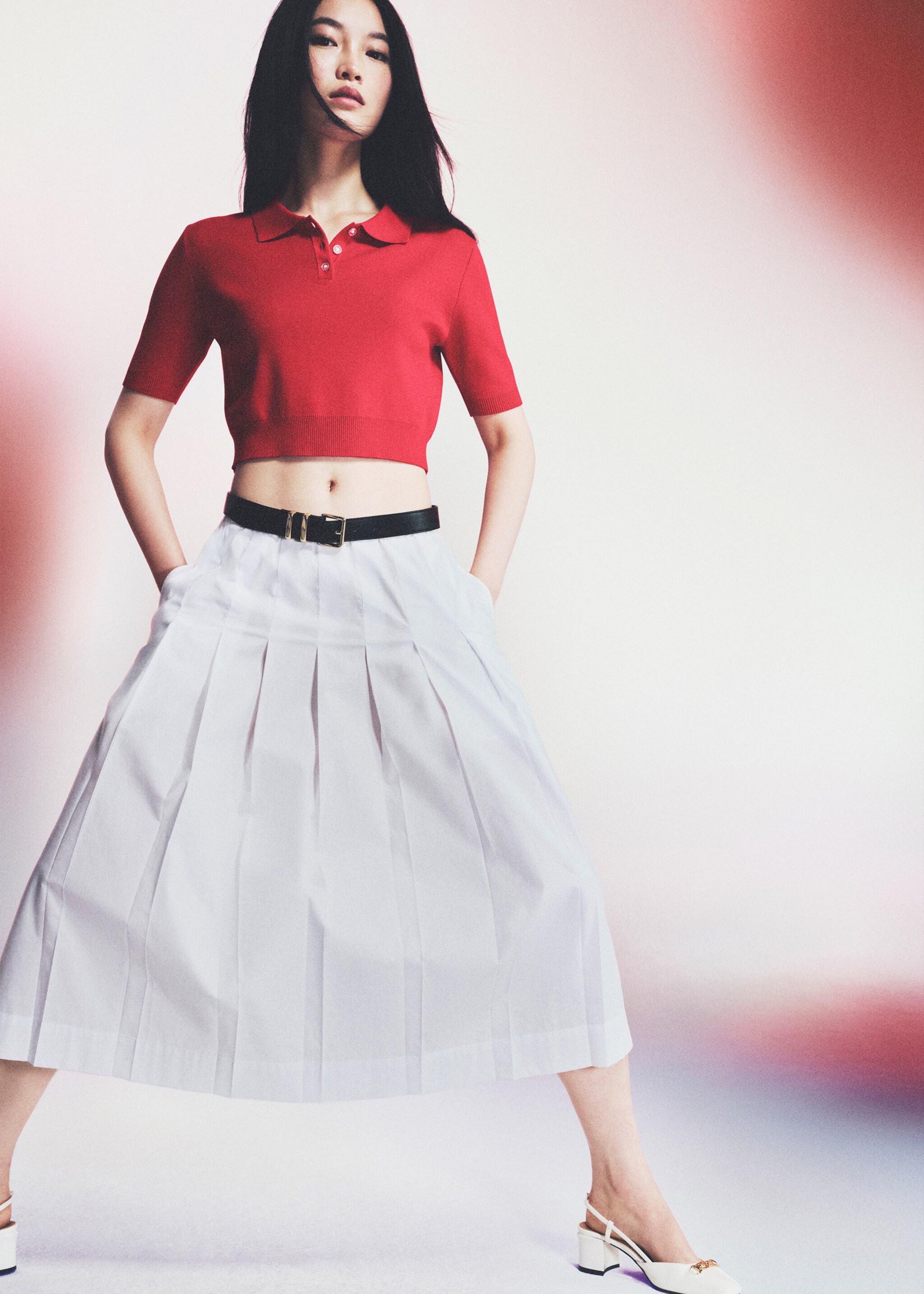 Cropped knitted polo shirt - Details of the article 6