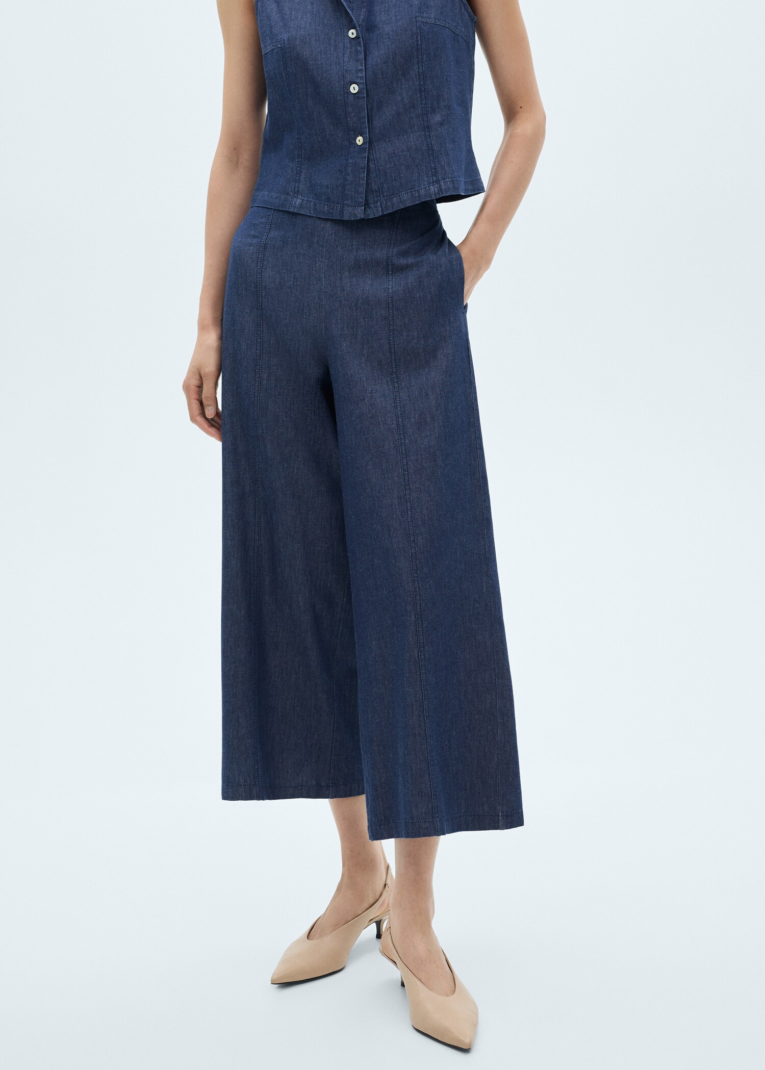 Pantalón culotte efecto vaquero - Plano medio