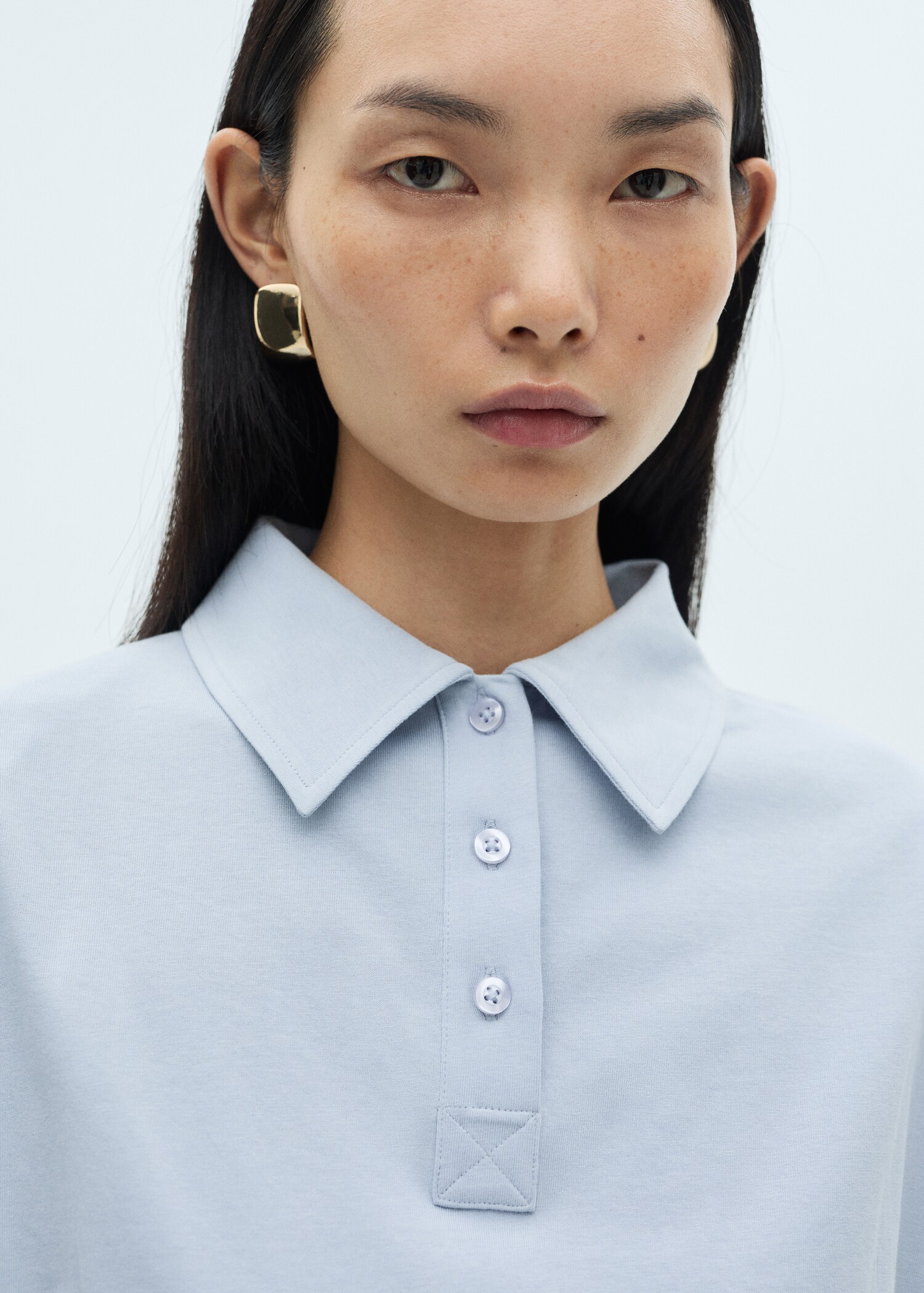 Short-sleeved cotton polo shirt - Details of the article 1