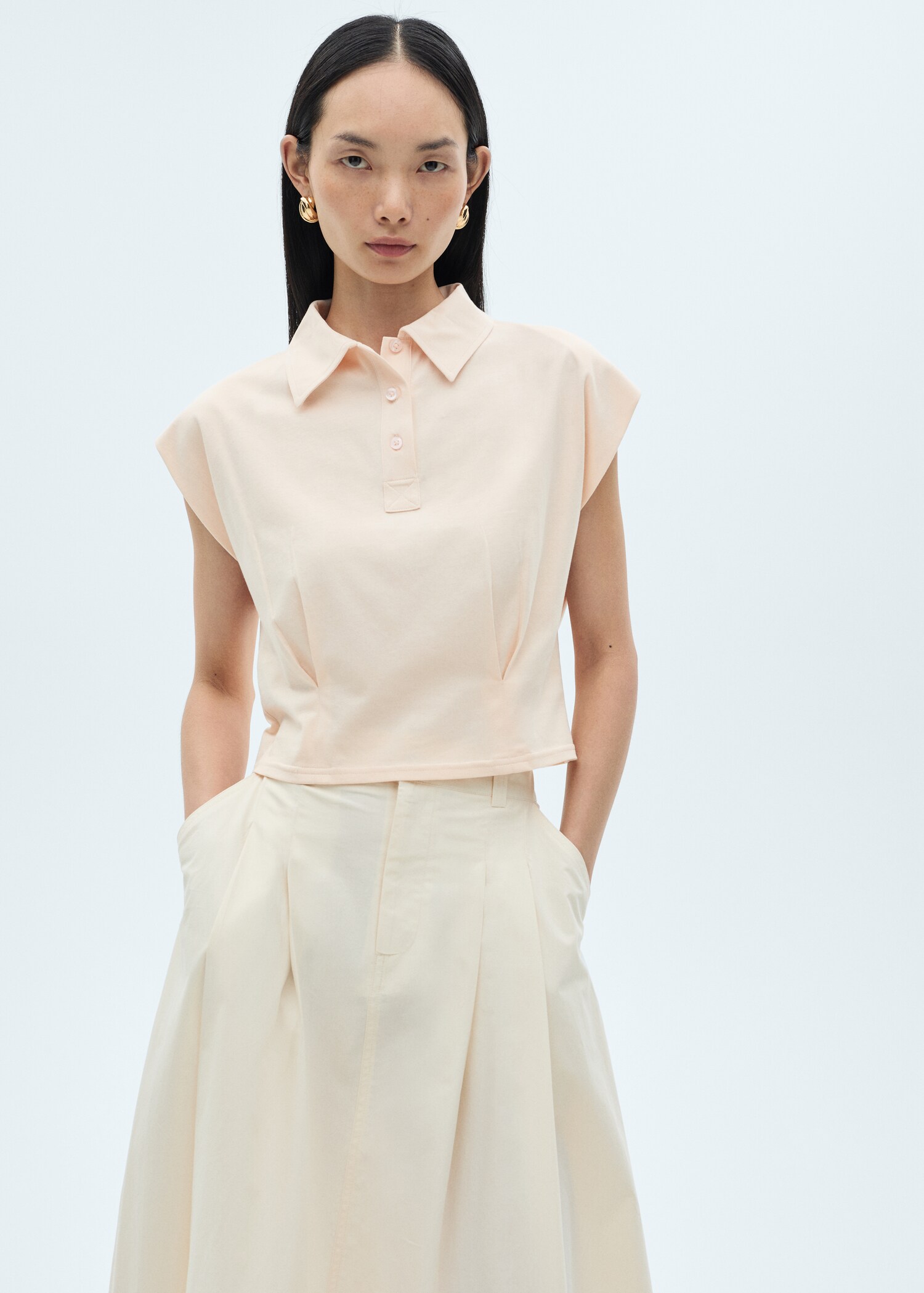 Short-sleeved cotton polo shirt - Medium plane