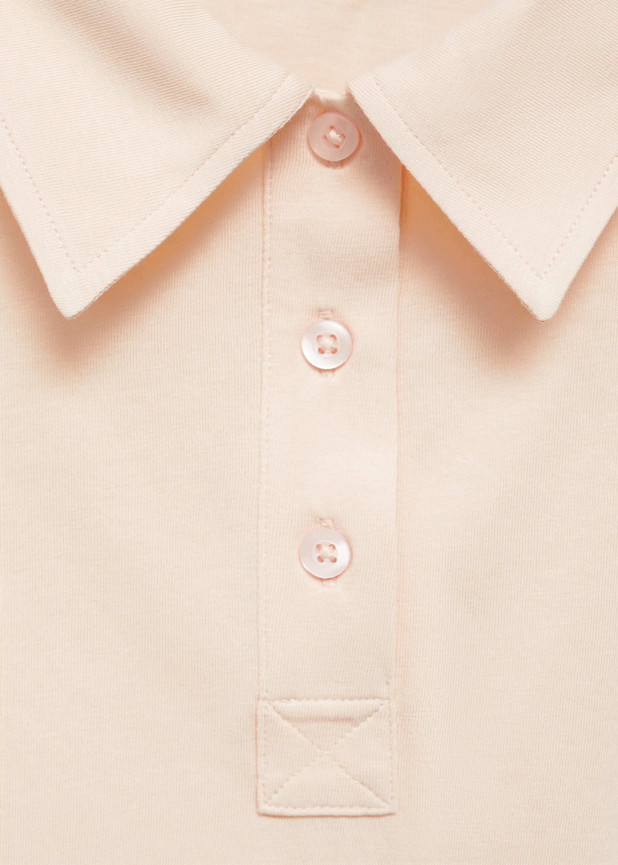 Short-sleeved cotton polo shirt - Details of the article 8, Pastel Pink. Ref: 87060589-00.
