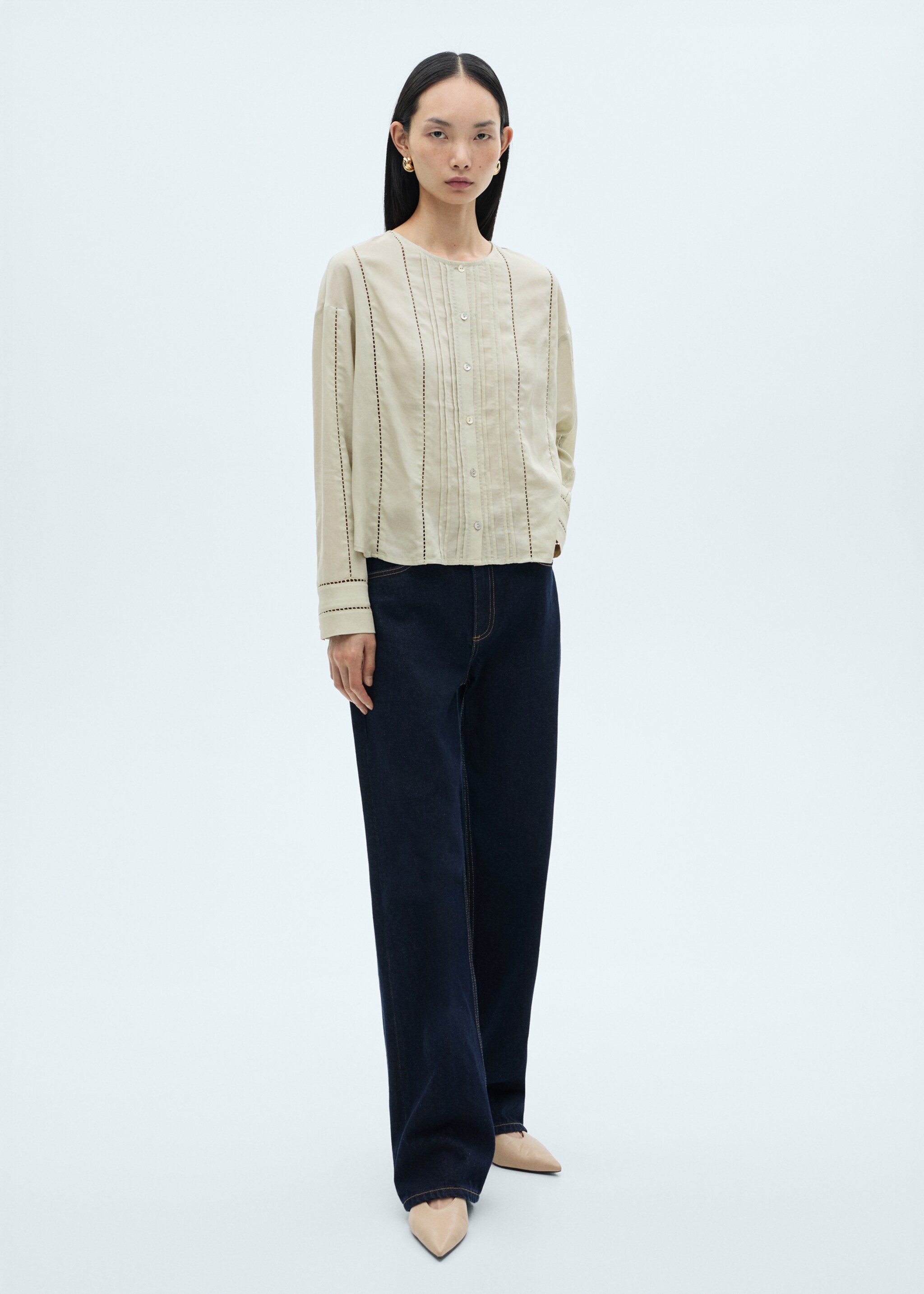 Lyocell blouse with openwork details - Details of the article 2