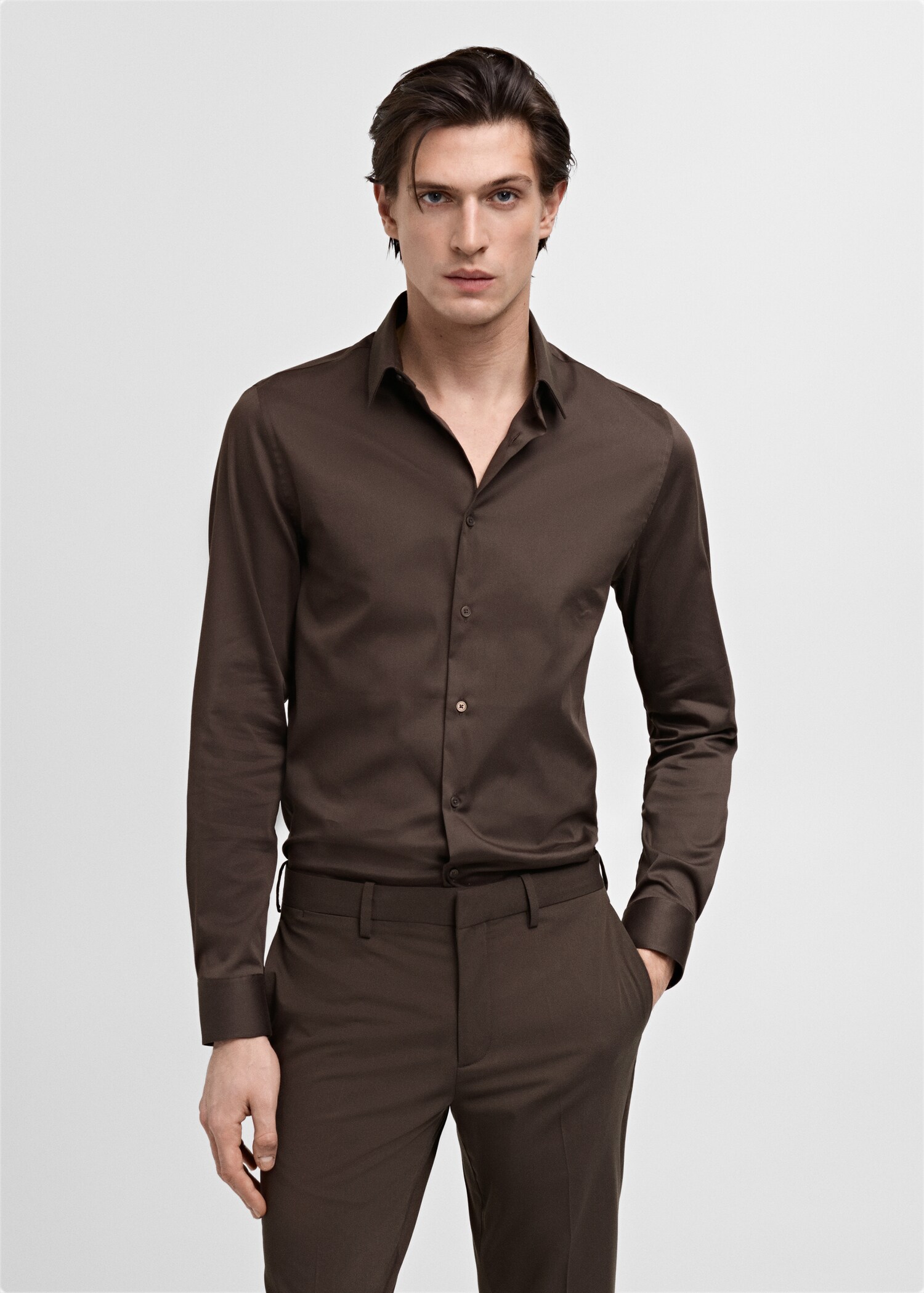 Chemise costume super slim fit coton stretch - Plan moyen