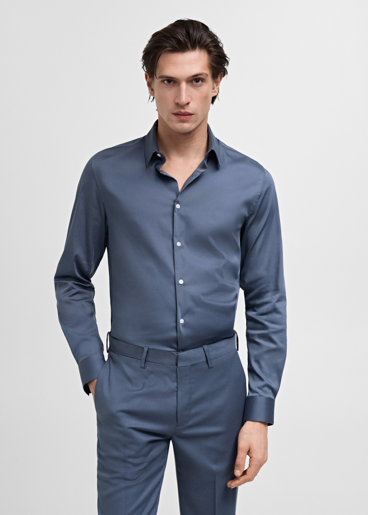 Chemise costume super slim fit coton stretch - Plan moyen