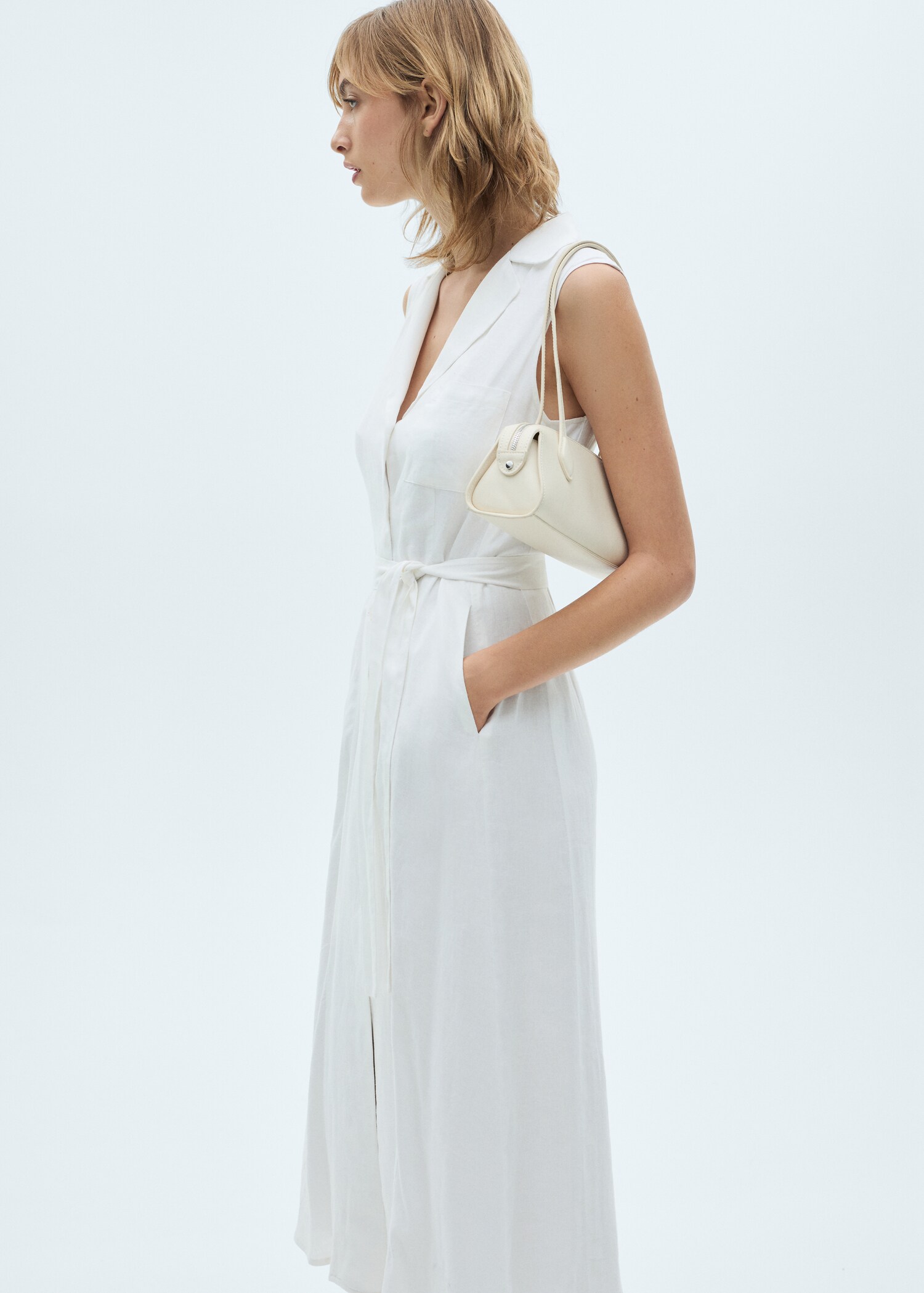 Vestido camisero lino - Plano medio