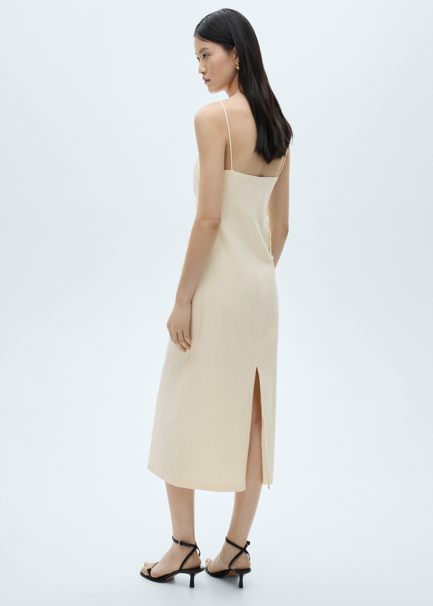 Robe lin mélangé fleur ajourée - Verso de l’article
