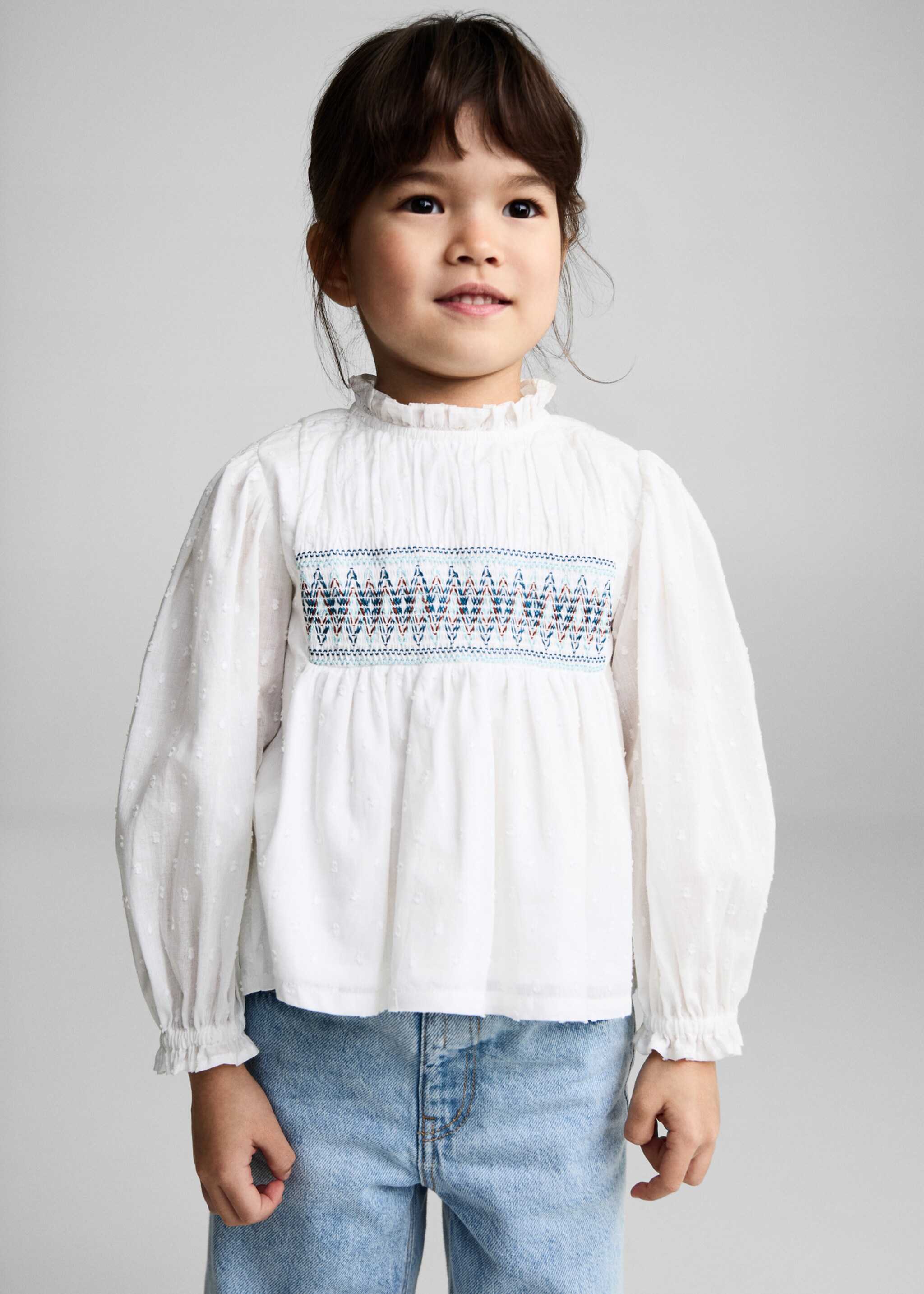 Blusa algodón bordados - Plano medio