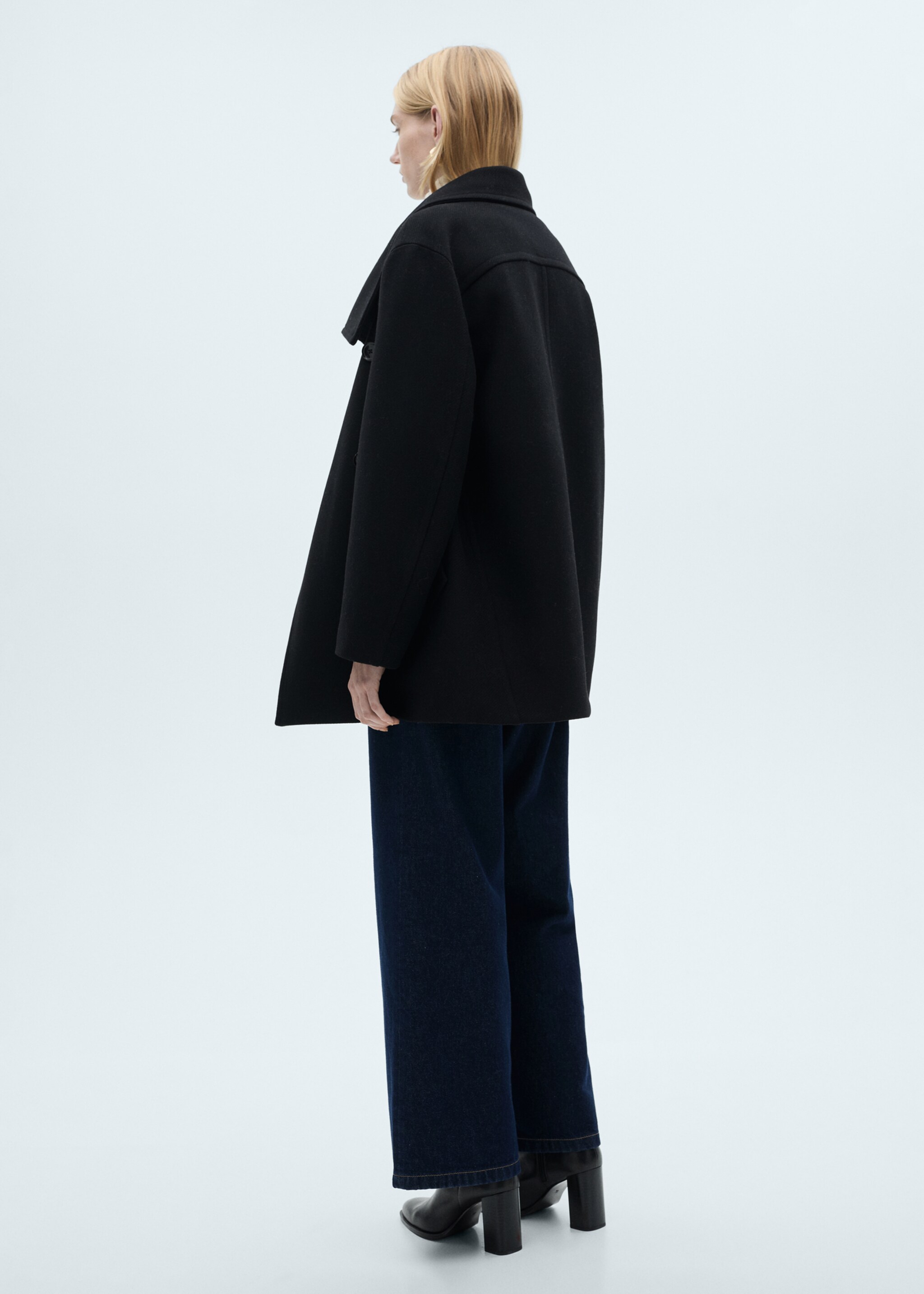 Manteau midi en laine col enveloppant - Verso de l’article