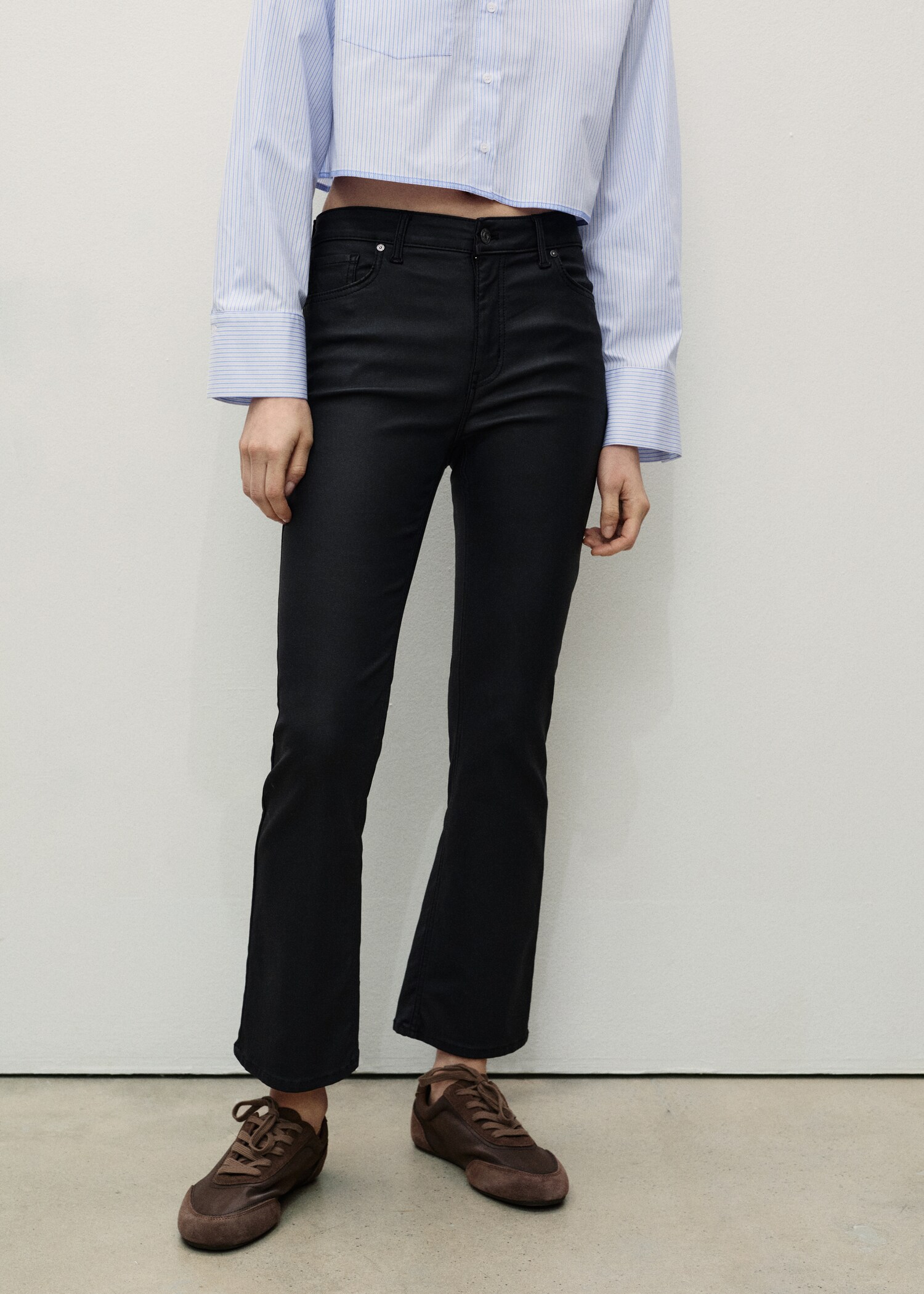 Sienna waxed flared cropped jeans - Medium plane