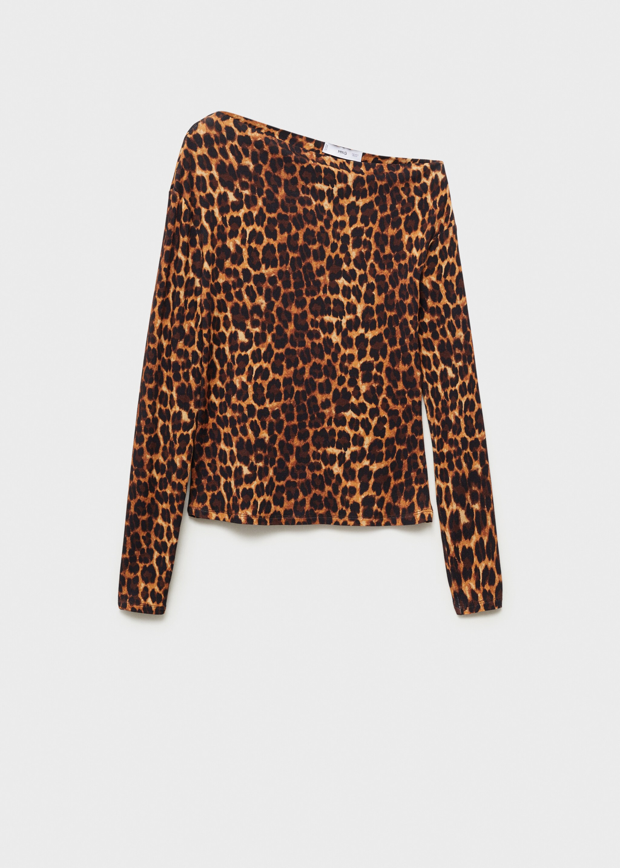 Asymmetrical neck leopard t-shirt - Article without model