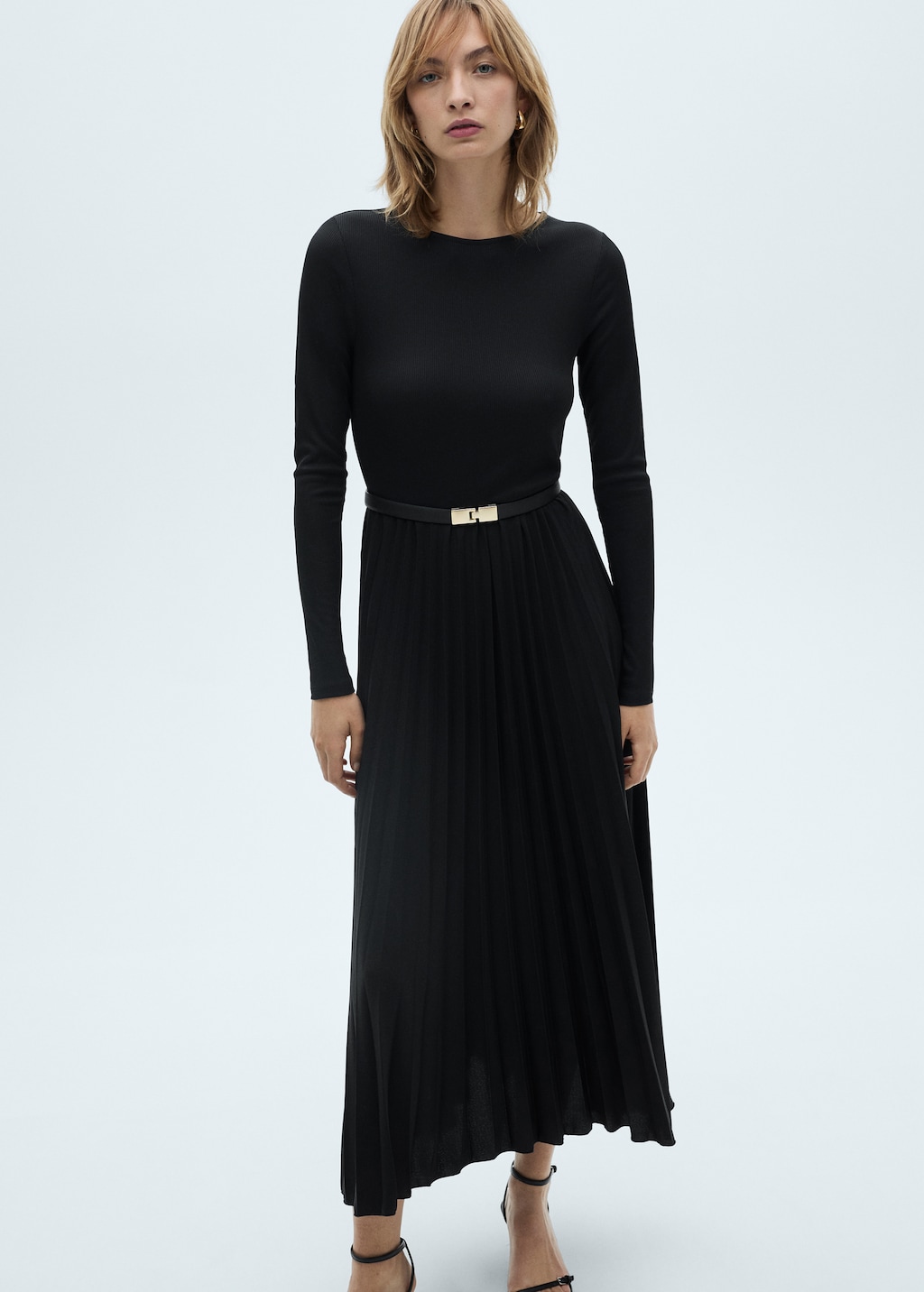 Long flared knitted dress - Women | MANGO USA Long flared knitted dress - Women | MANGO USA