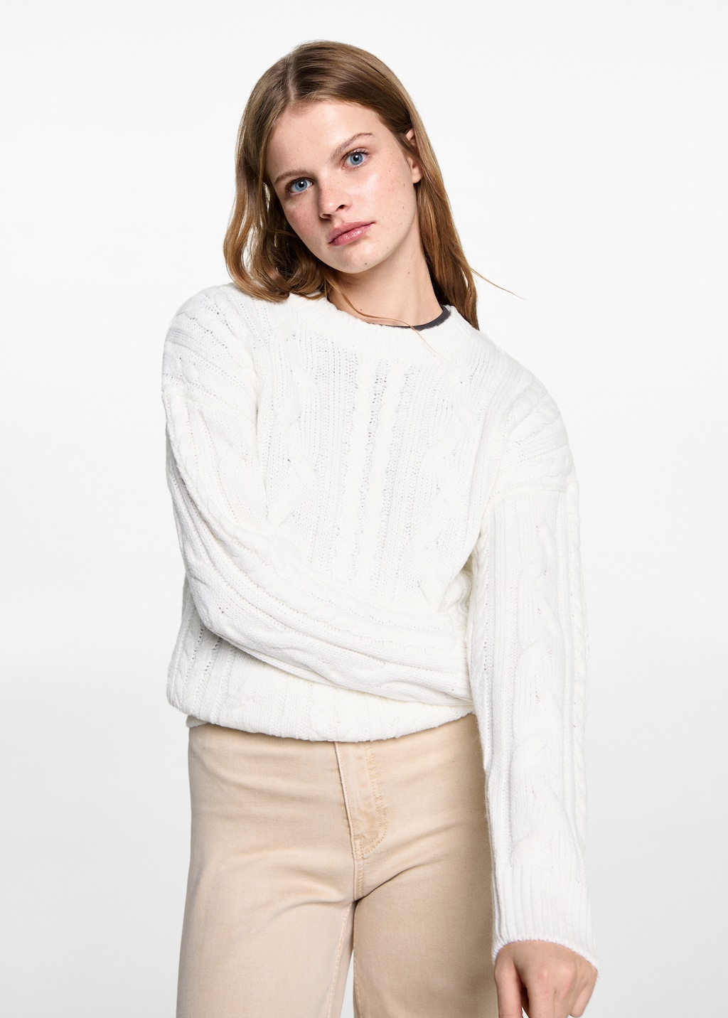 Mango cable knit sweater outlet