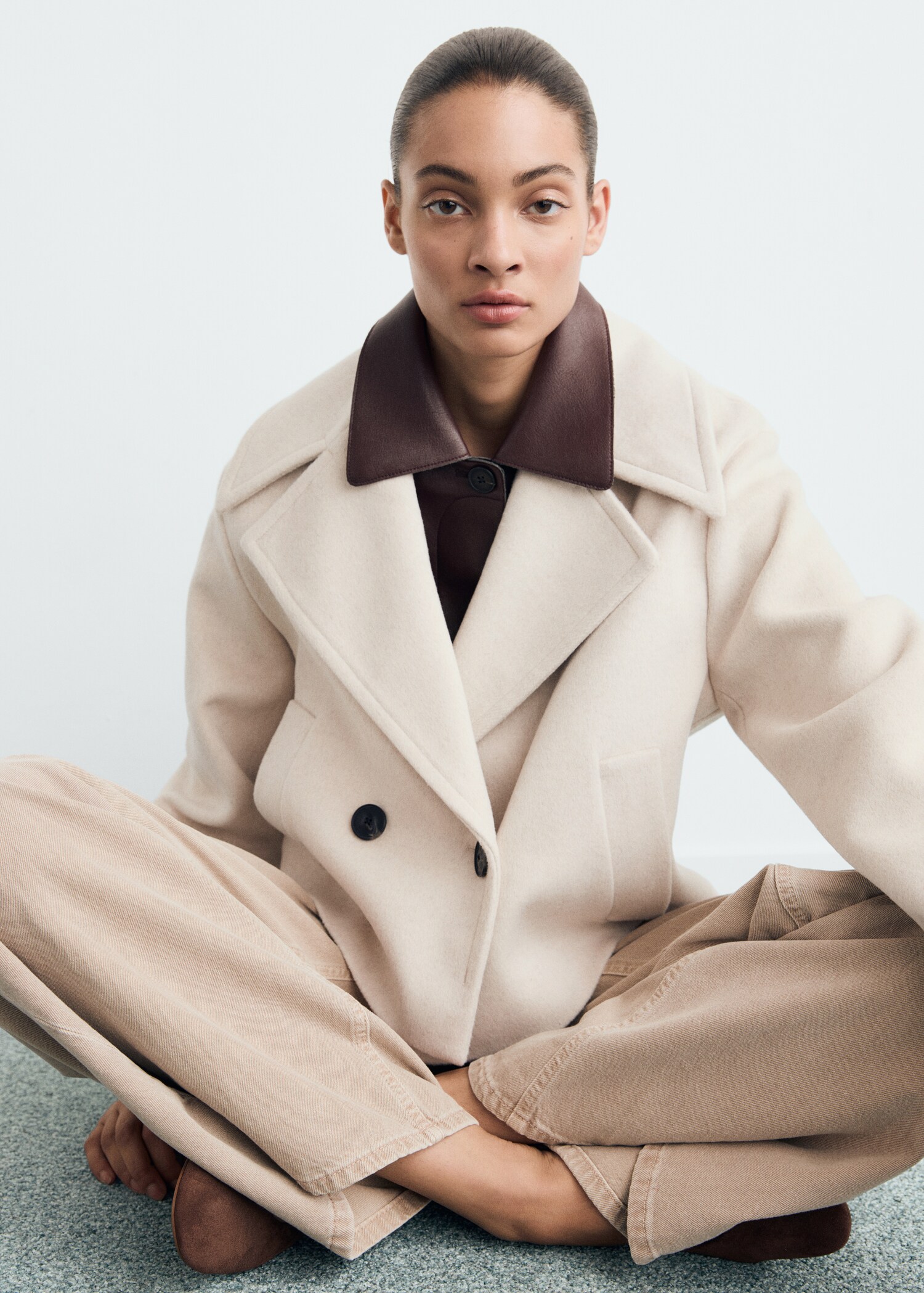 Wool-blend jacket with maxi lapels - Medium plane
