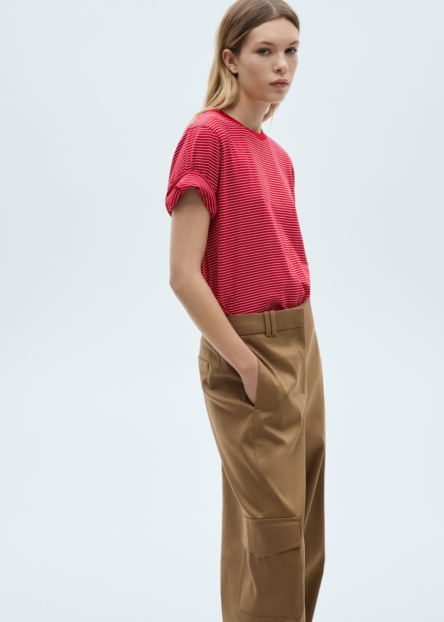 Striped cotton T-shirt - Medium plane