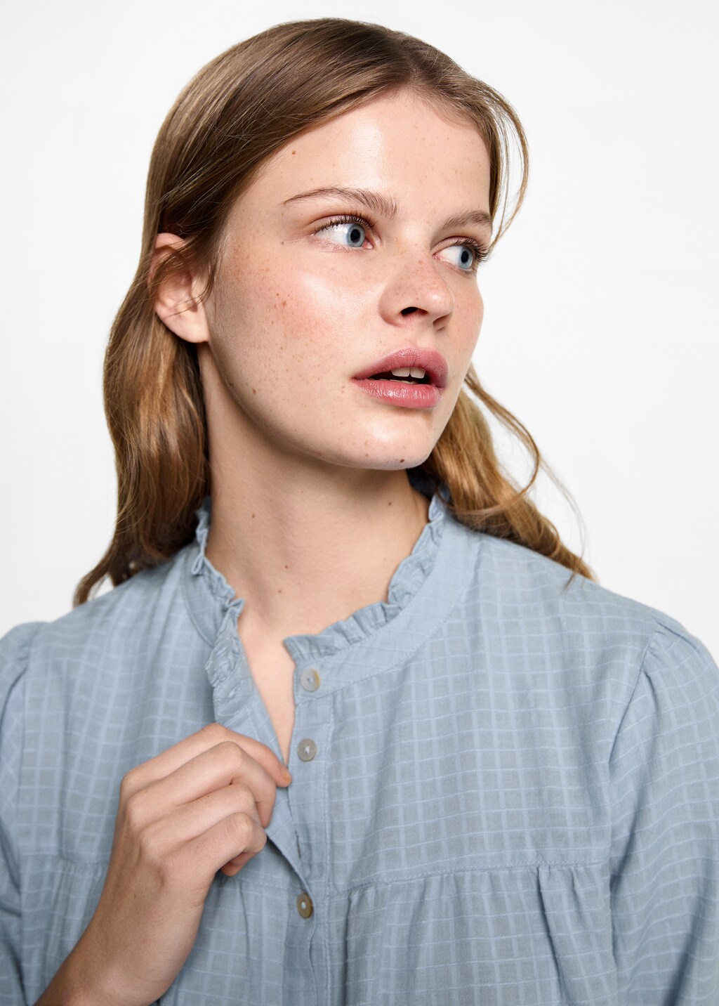 Textured check blouse - Teen | MANGO USA