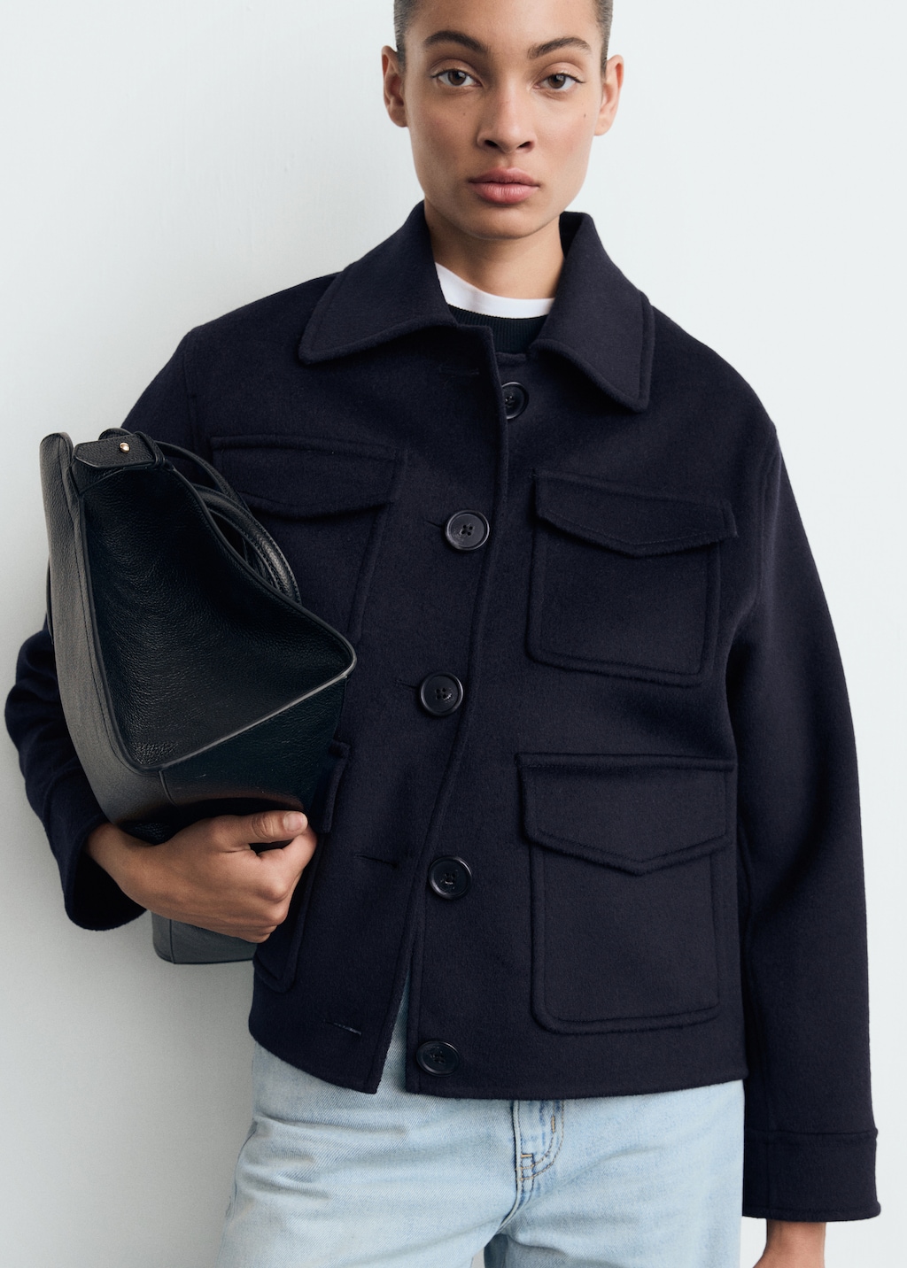 Wool jacket with pockets