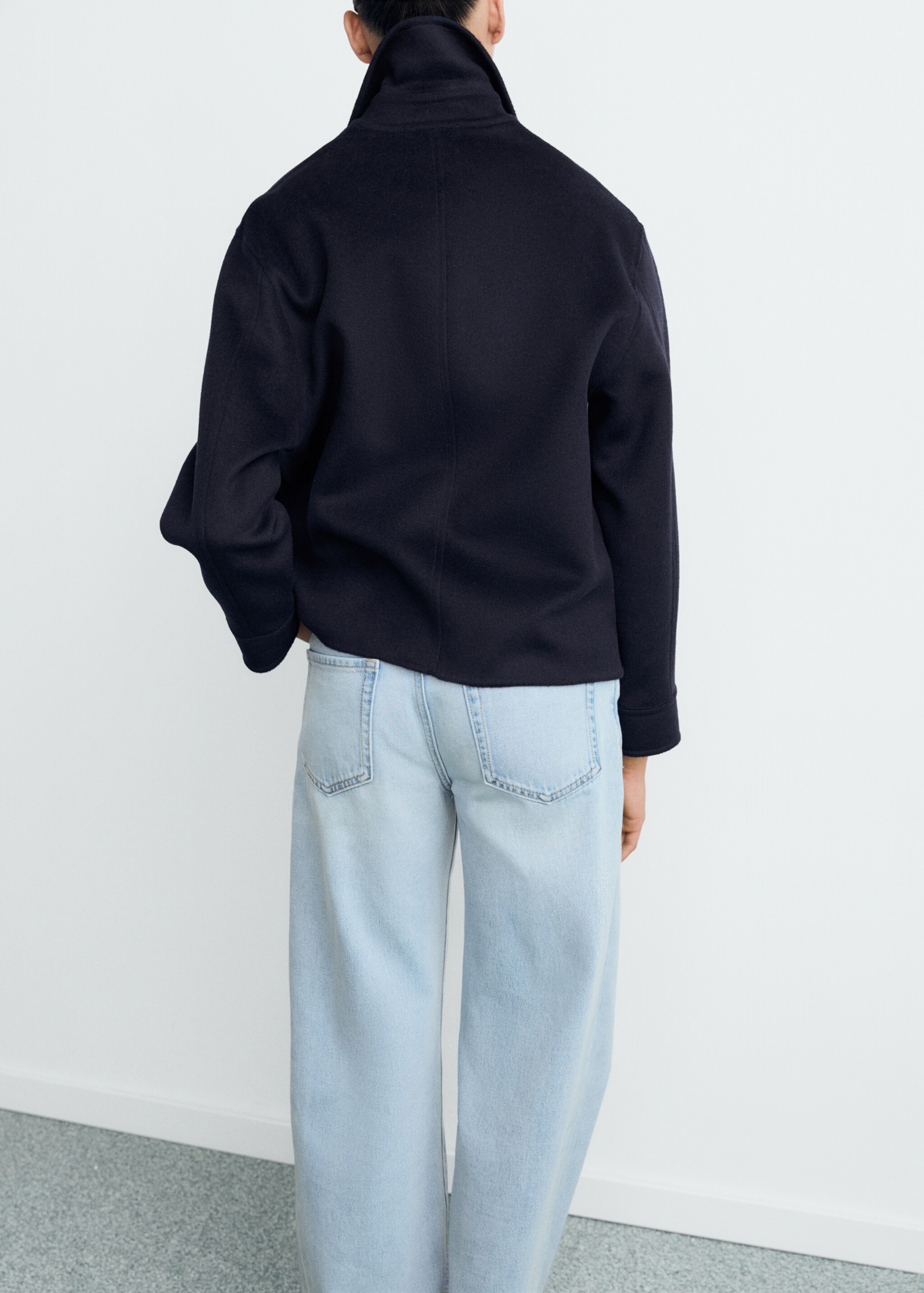 Wool jacket with pockets - Reverse of the article, Dark Navy. Ref: 87062539-00.