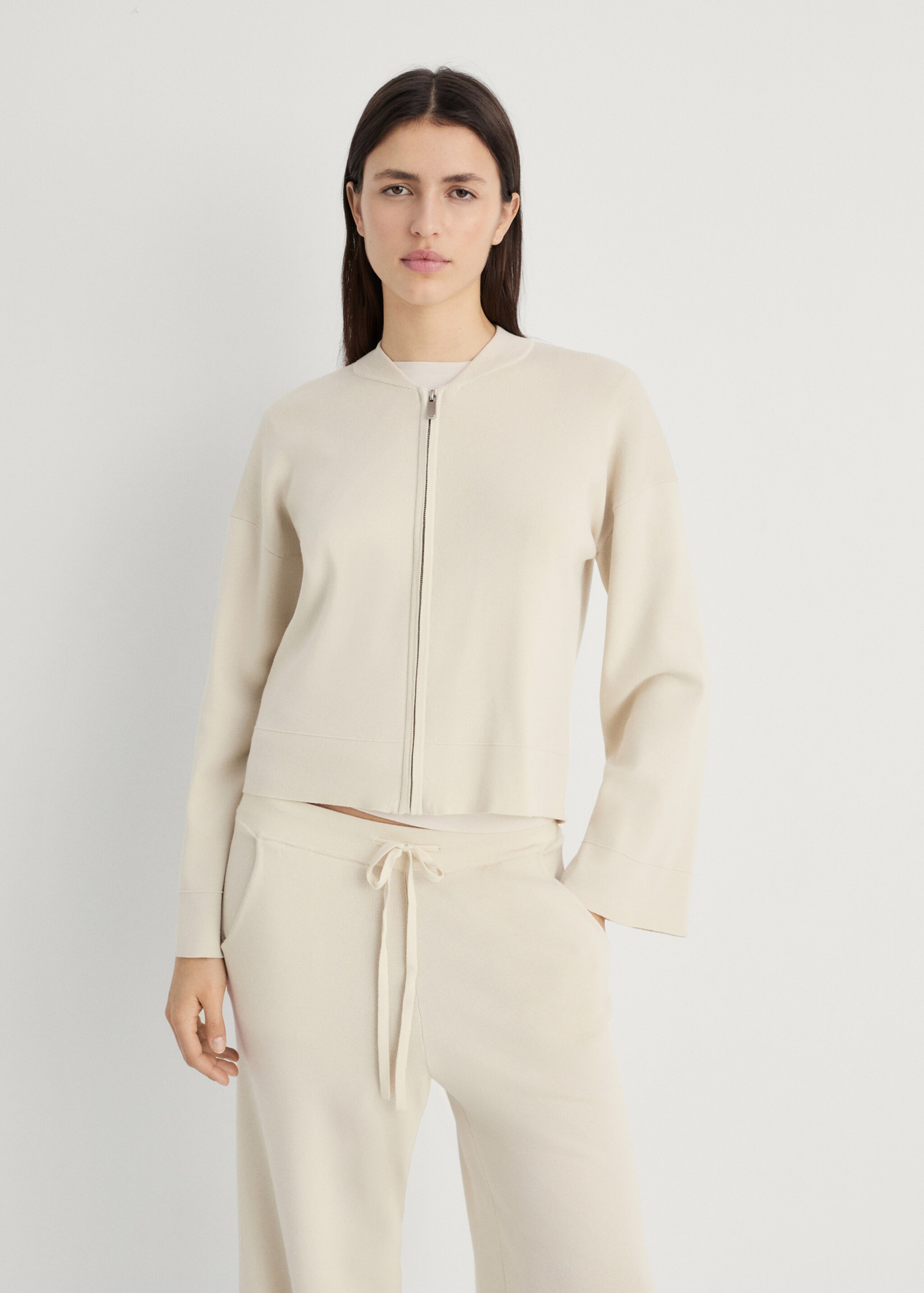 Rib-knit jacket with zip - Medium plane