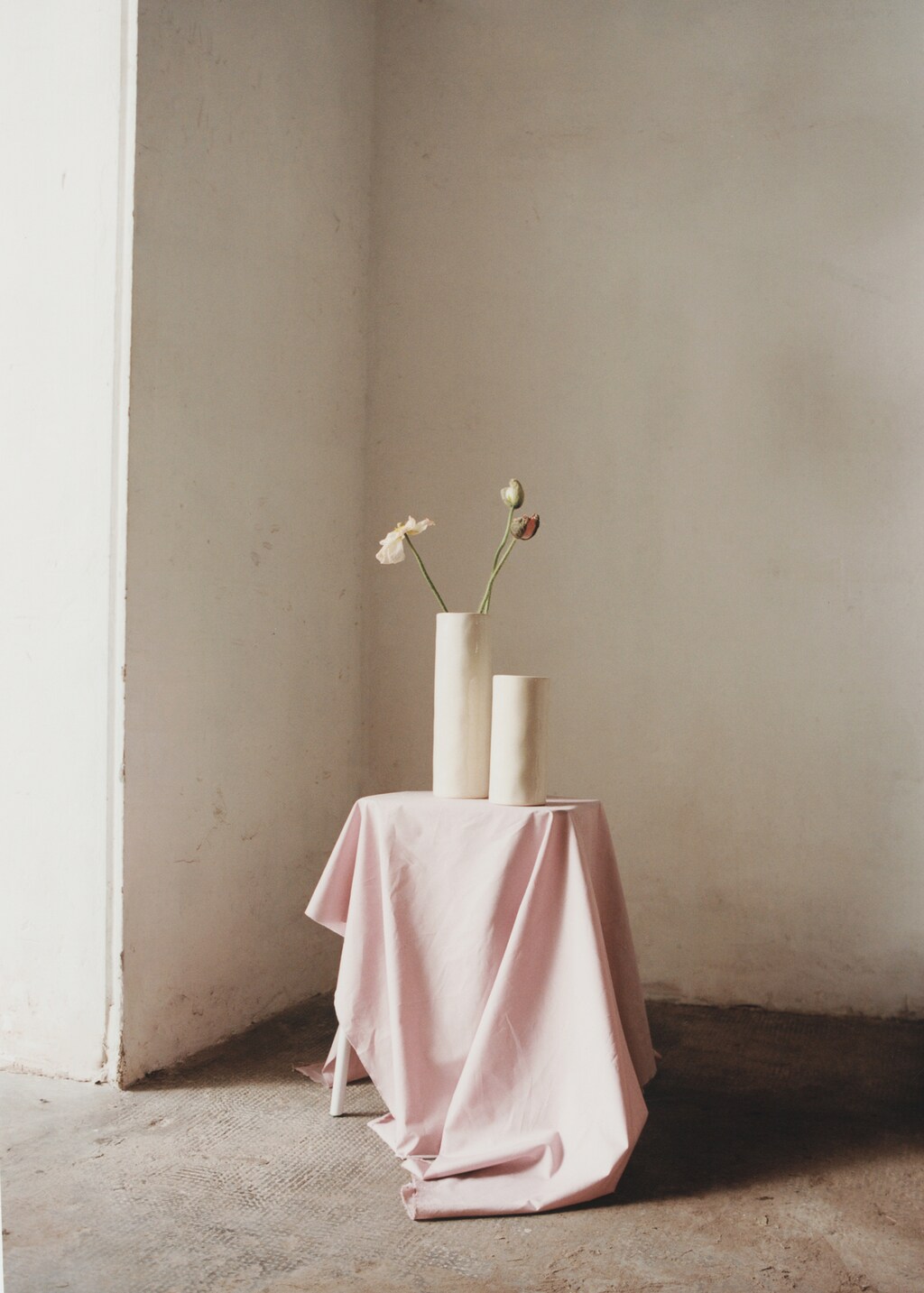 Stoneware cylindrical vase 30cm