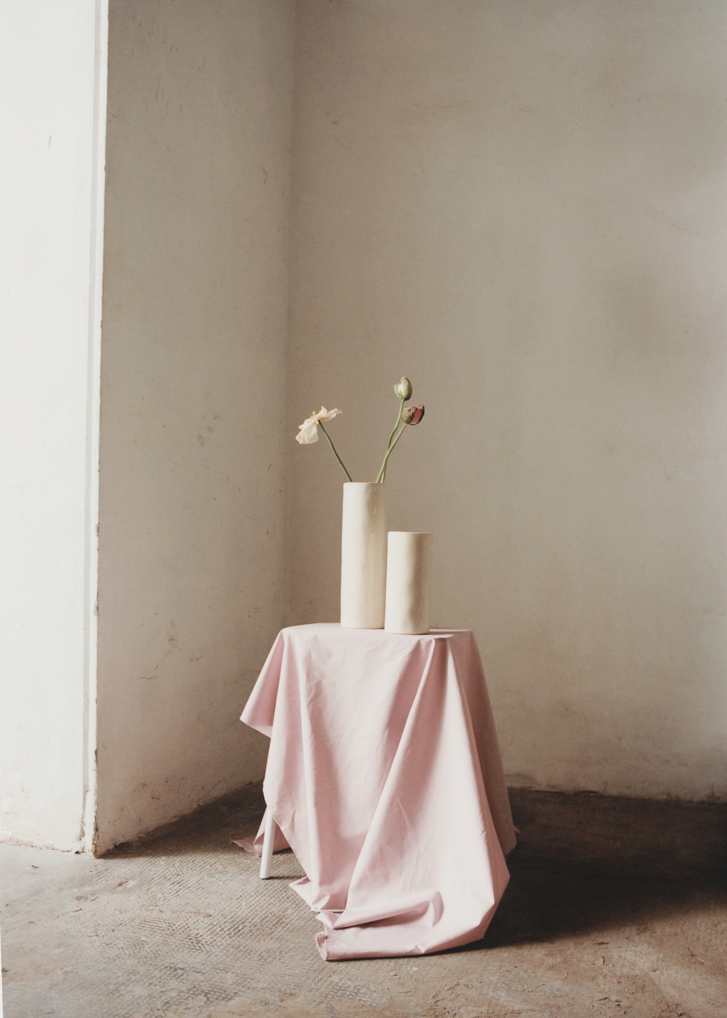 Stoneware cylindrical vase 30cm