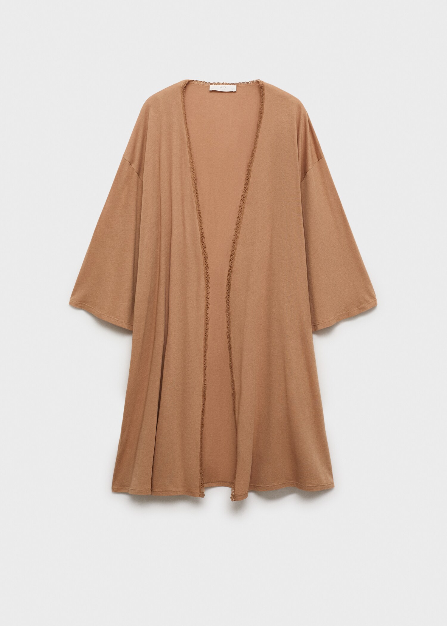 Cotton robe with contrasting lace - Article without model