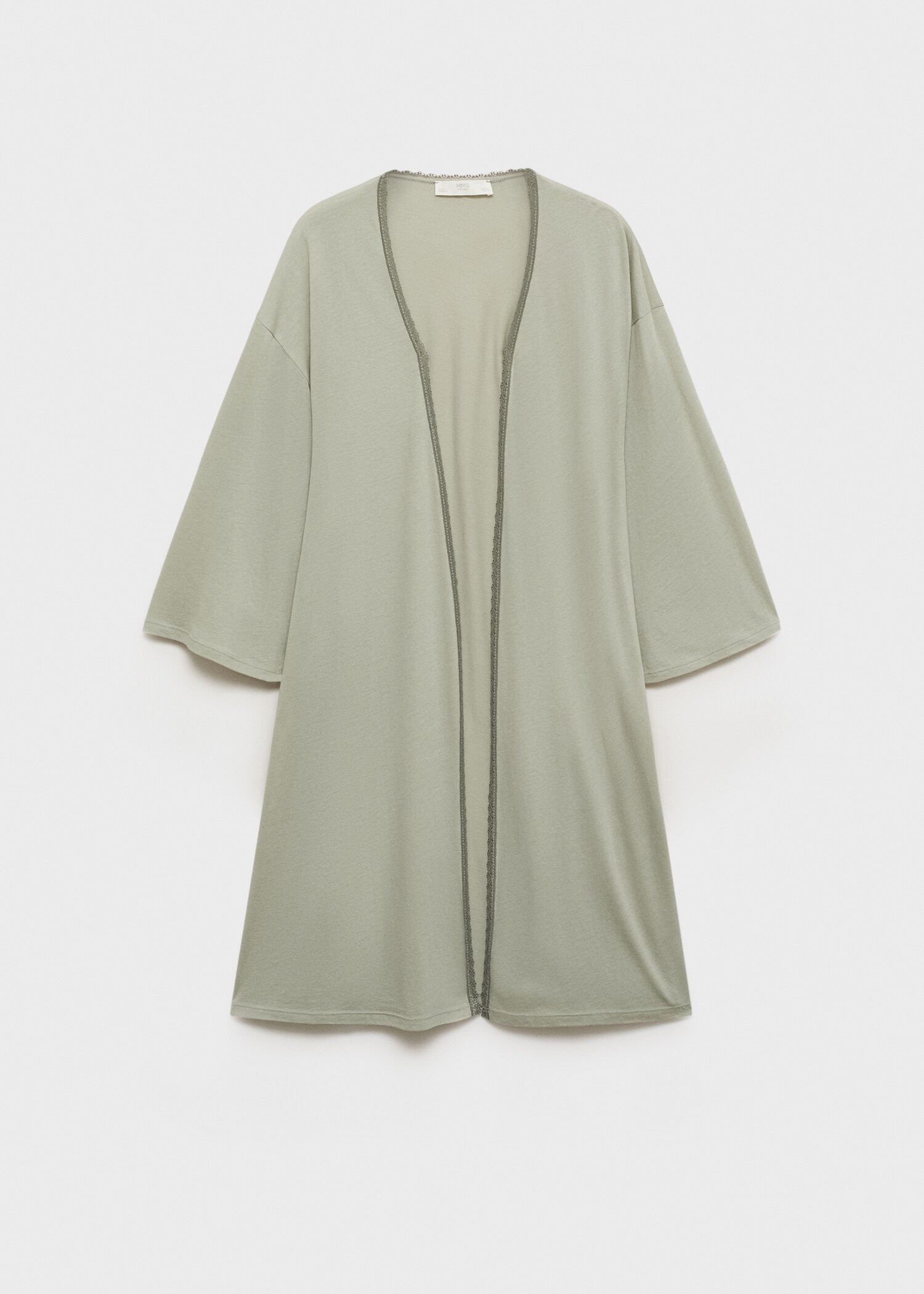 Cotton robe with contrasting lace - Article without model