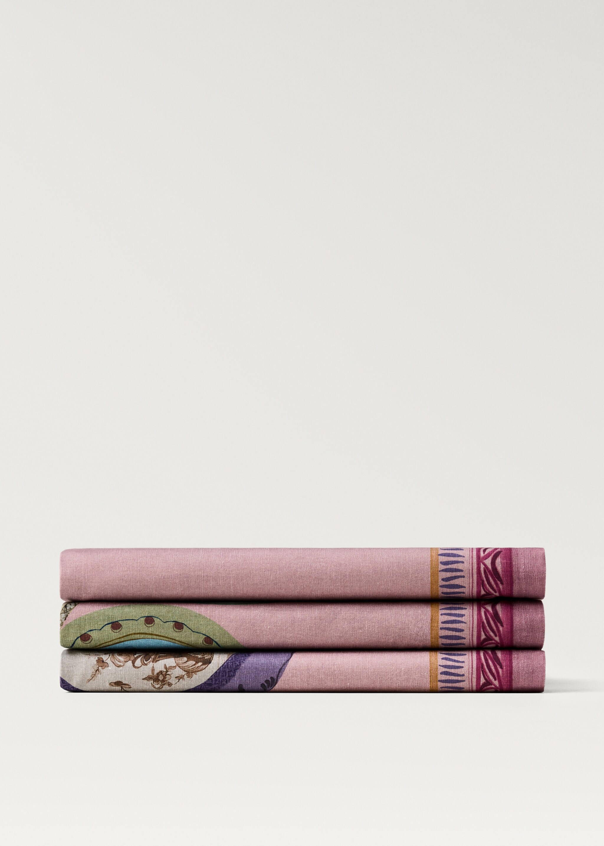 Mantel algodón estampado platos 6 a 8 comensales - Artículo sin modelo, Rosa. Ref: 87062940-00.