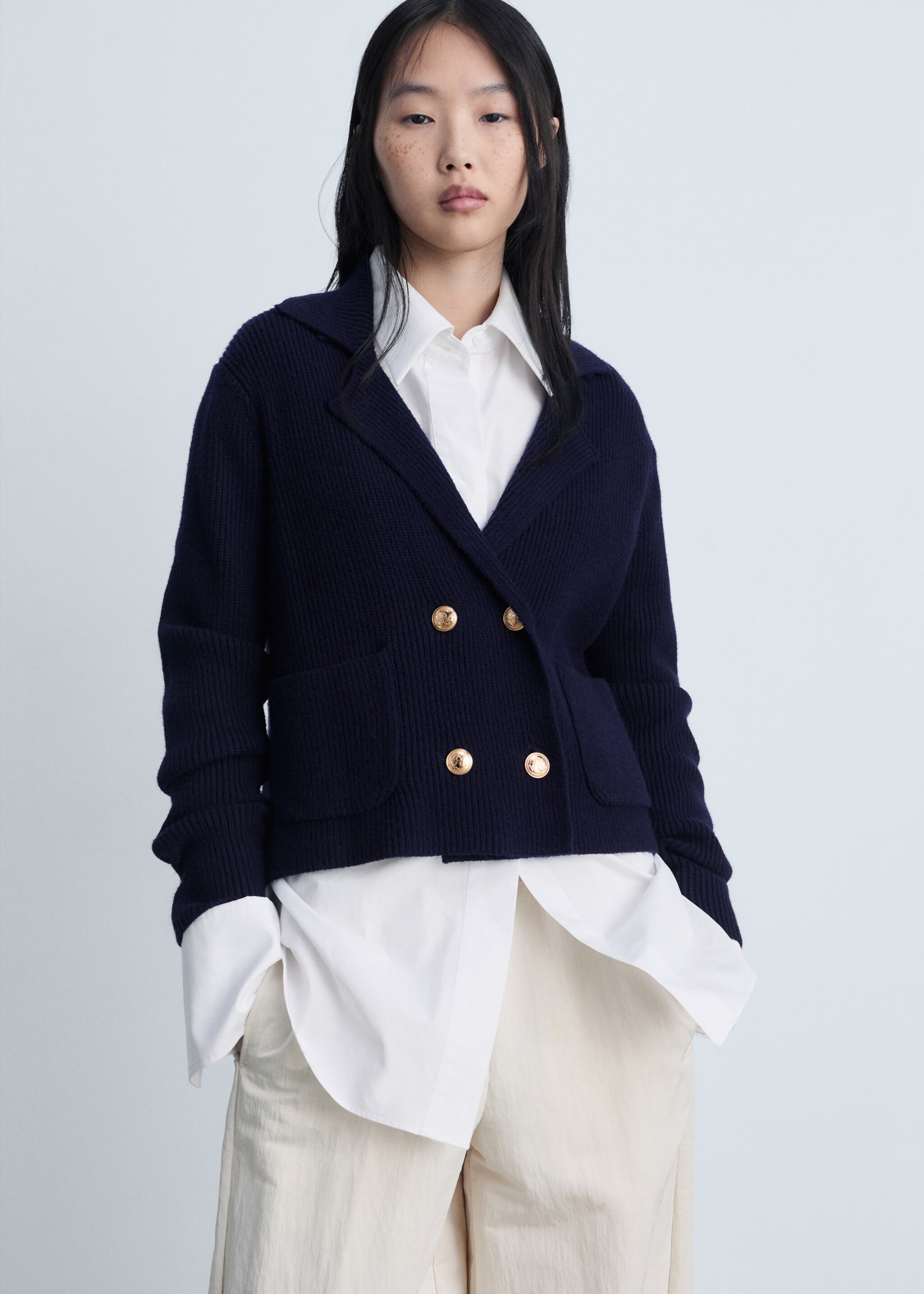 Double-breasted knitted jacket - Medium plane