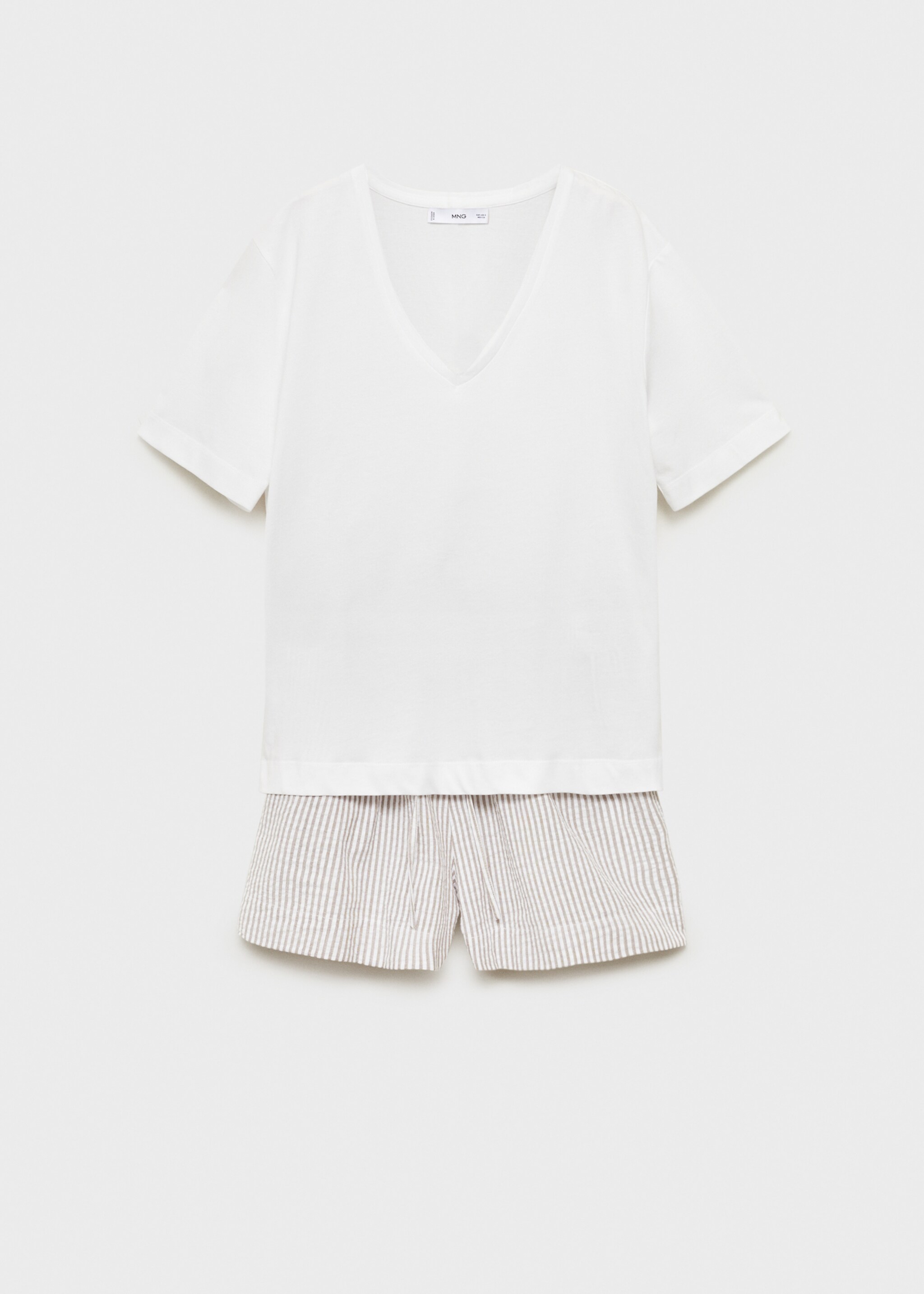 Two-piece striped seersucker pyjama shorts - Article without model