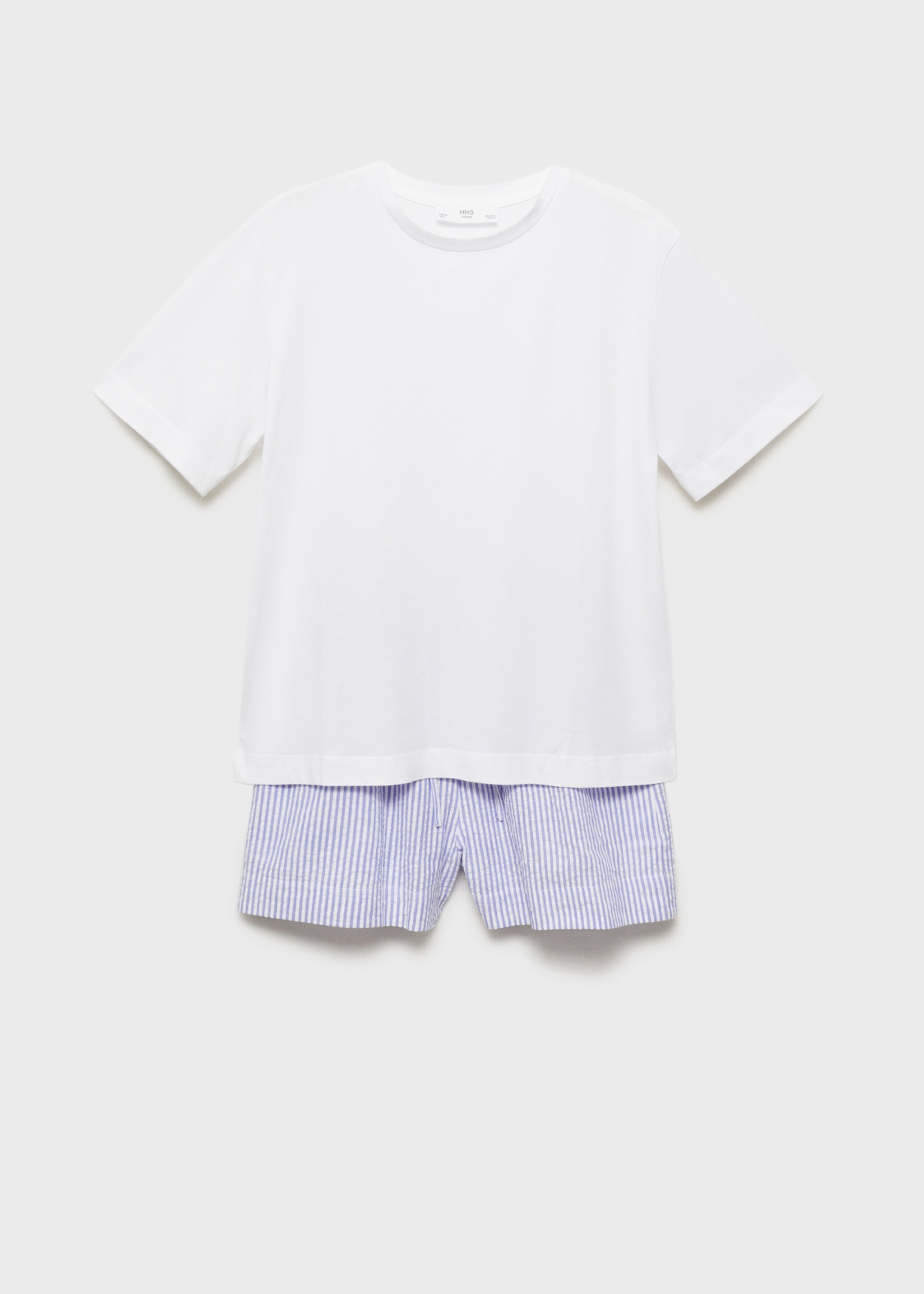 Two-piece striped seersucker pyjama shorts - Article without model