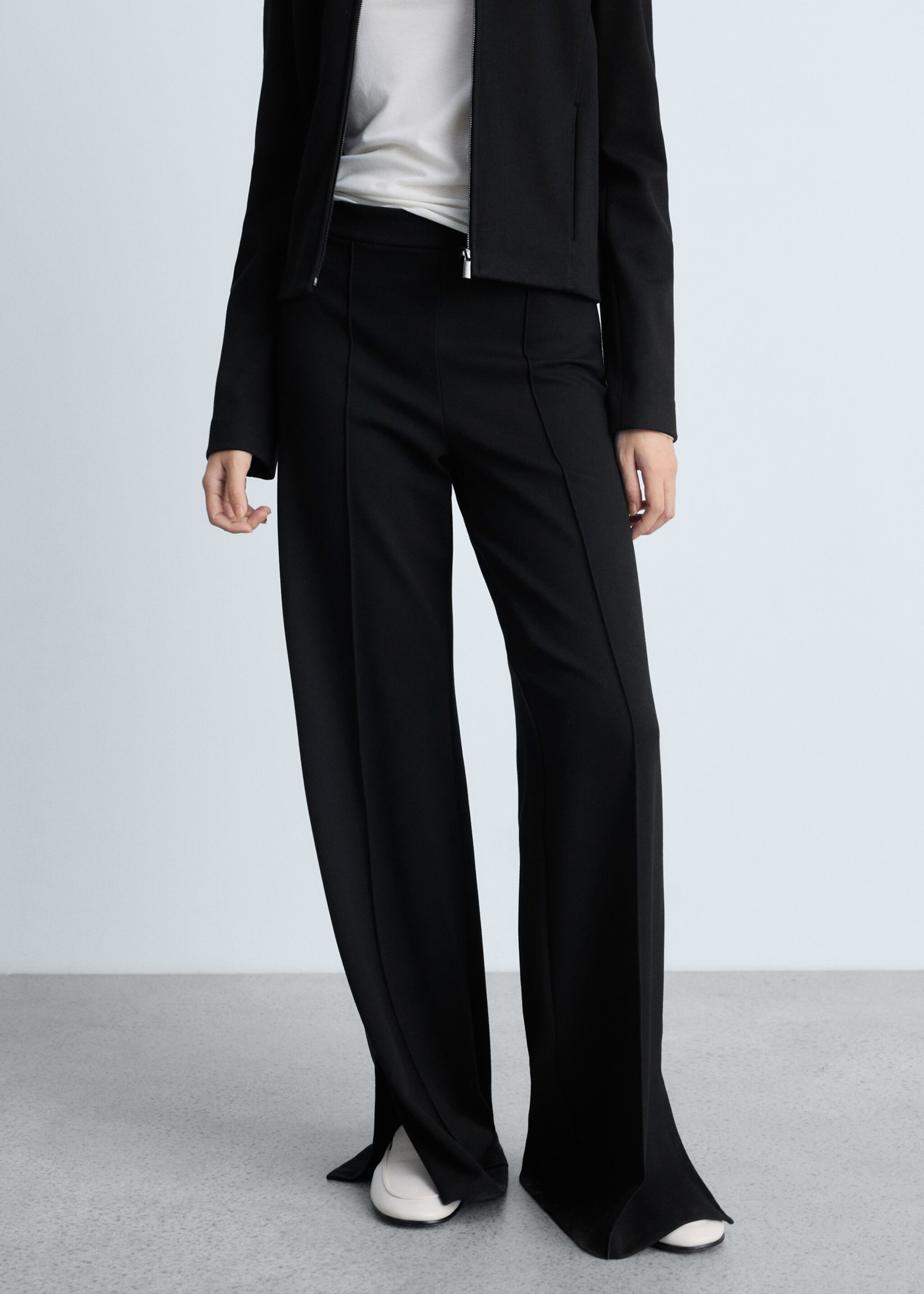 Wide-leg trousers with slits - Medium plane