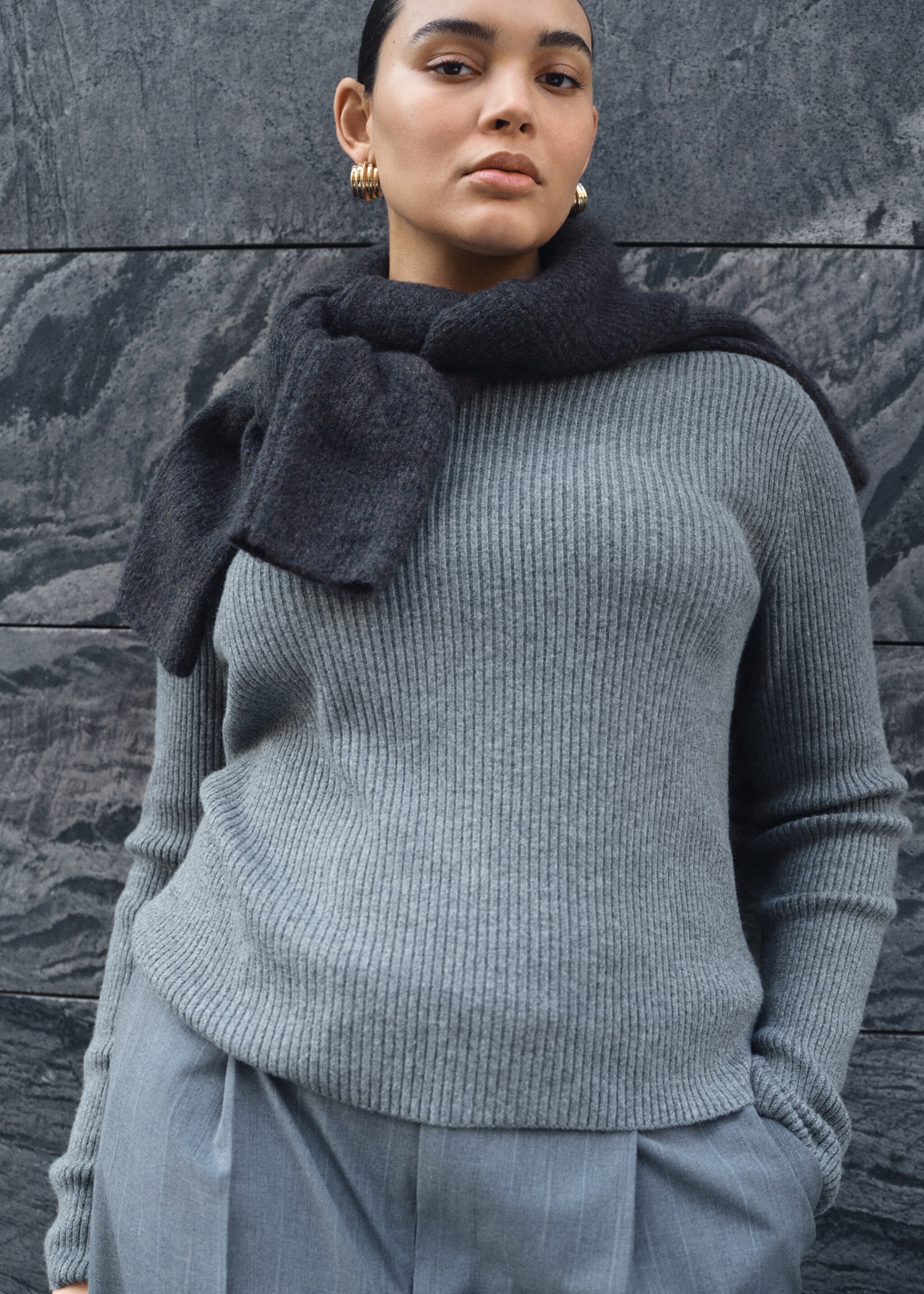 Boat neck ribbed sweater - Details of the article 6