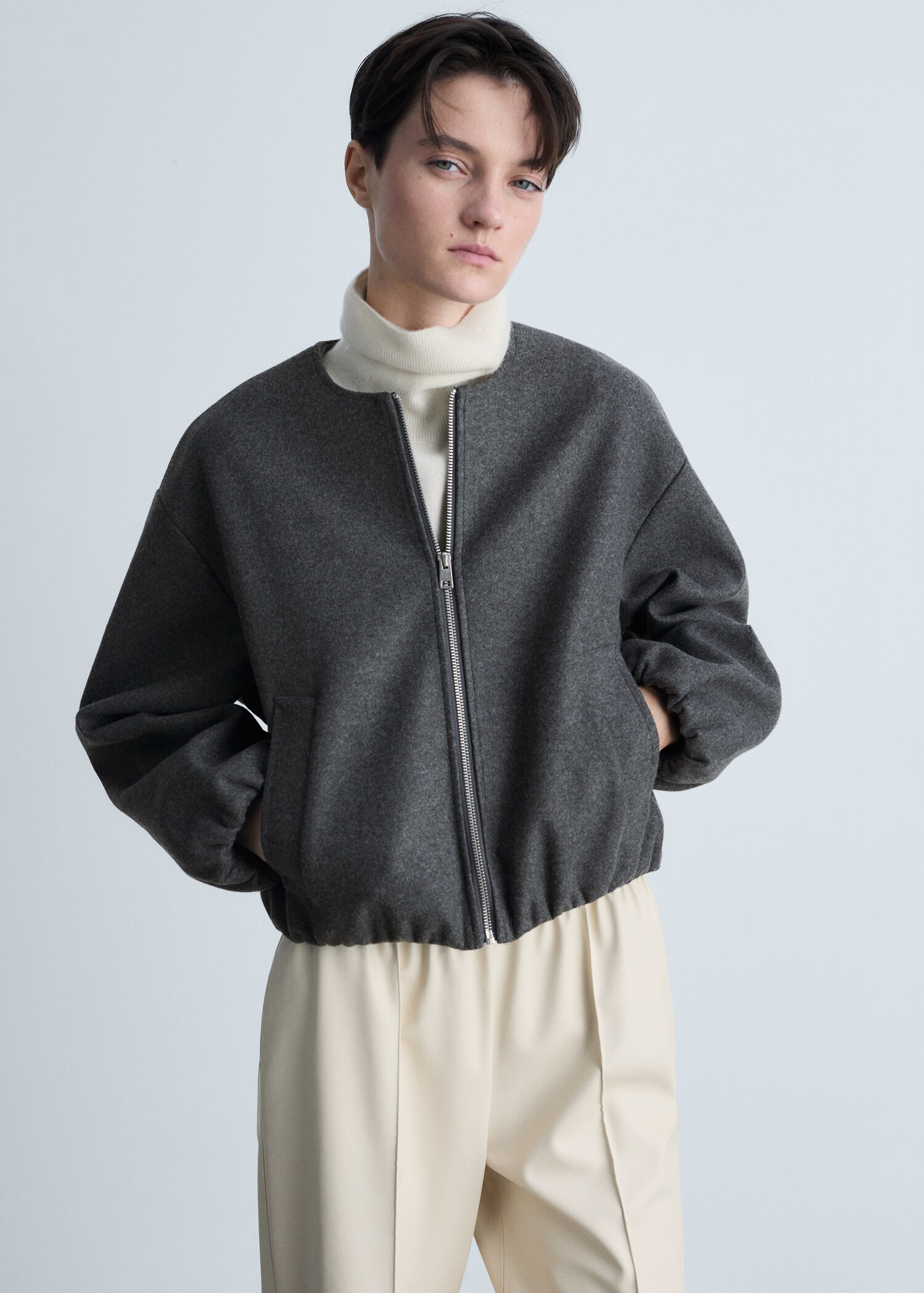 Gathered bomber jacket - Medium plane