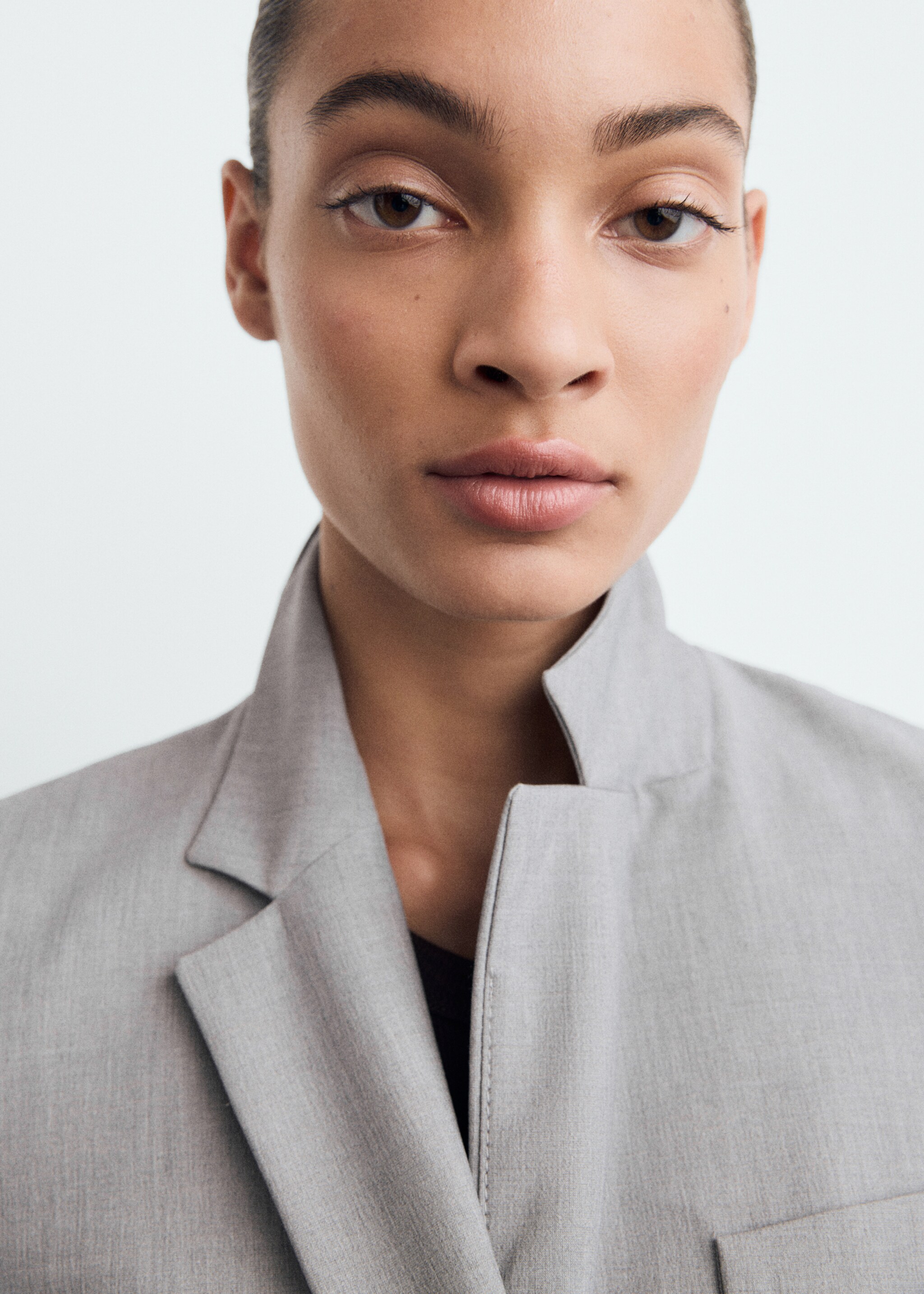 Fitted suit jacket - Details of the article 1, Grey. Ref: 87063292-00.