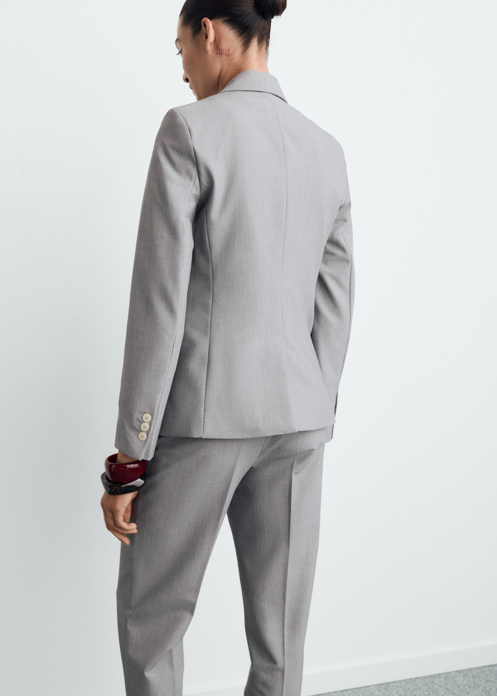 Fitted suit jacket - Reverse of the article, Grey. Ref: 87063292-00.