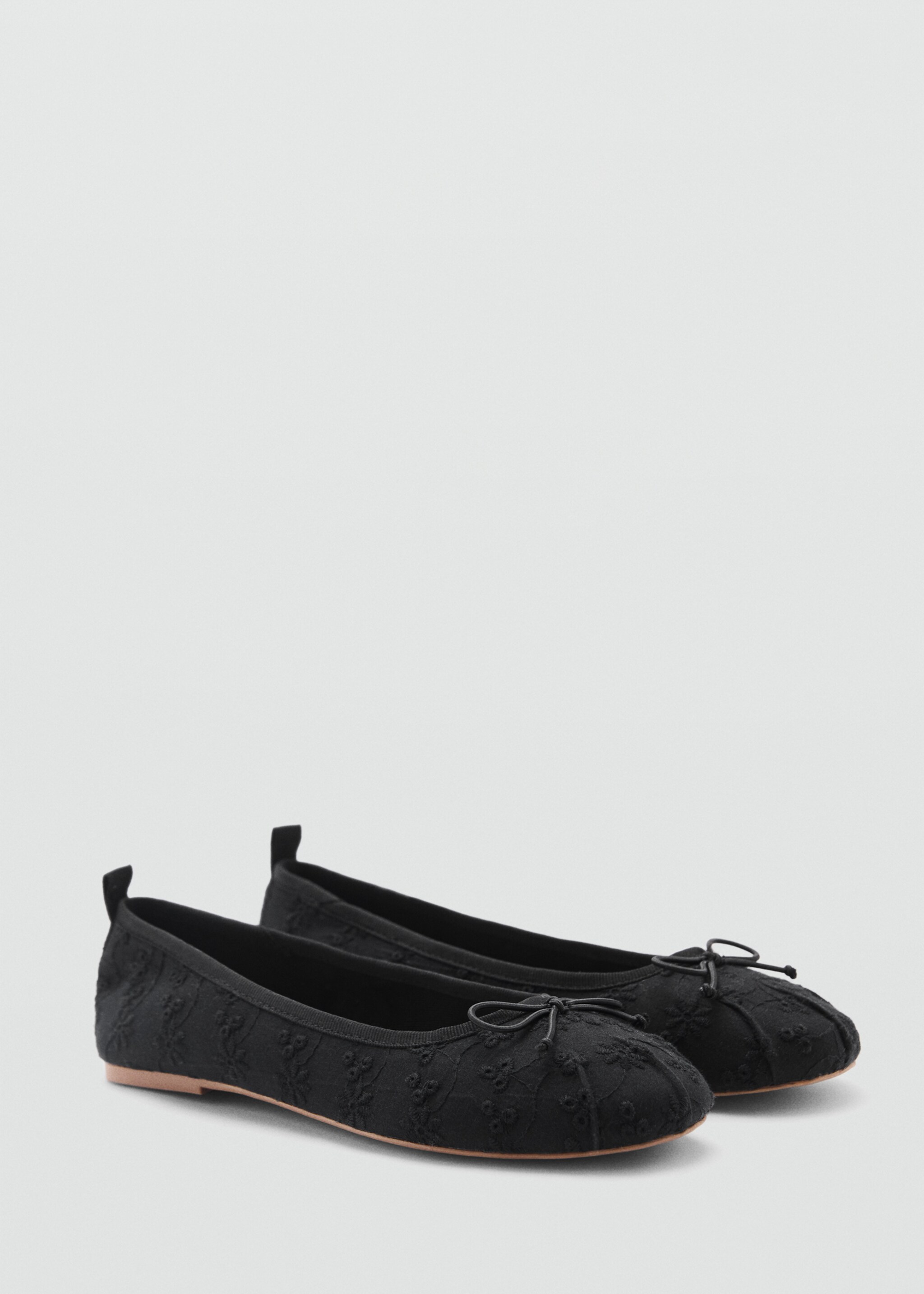 Embroidered ballet flats with bow - Medium plane