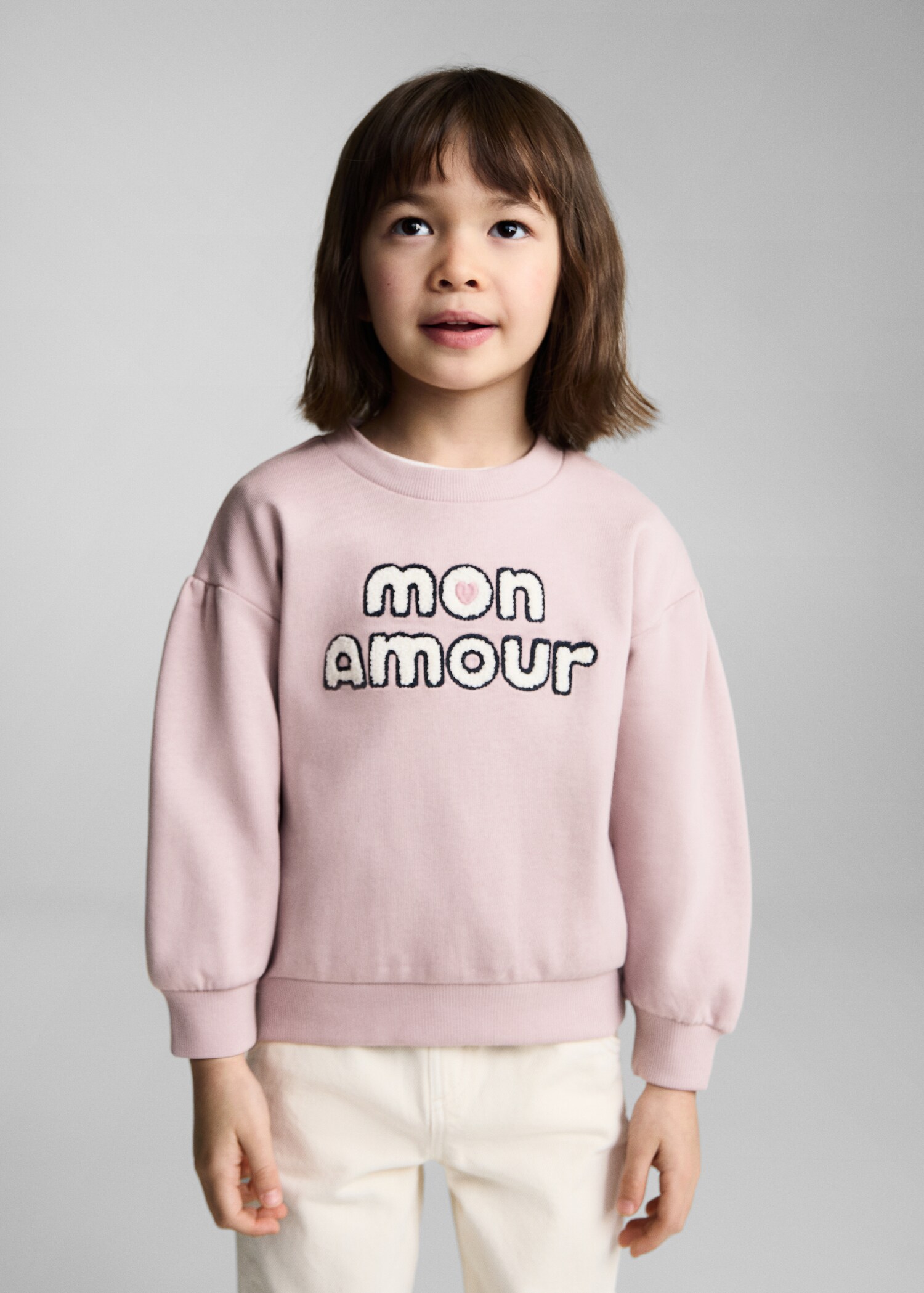 Sudadera algodón mensaje relieve - Plano medio