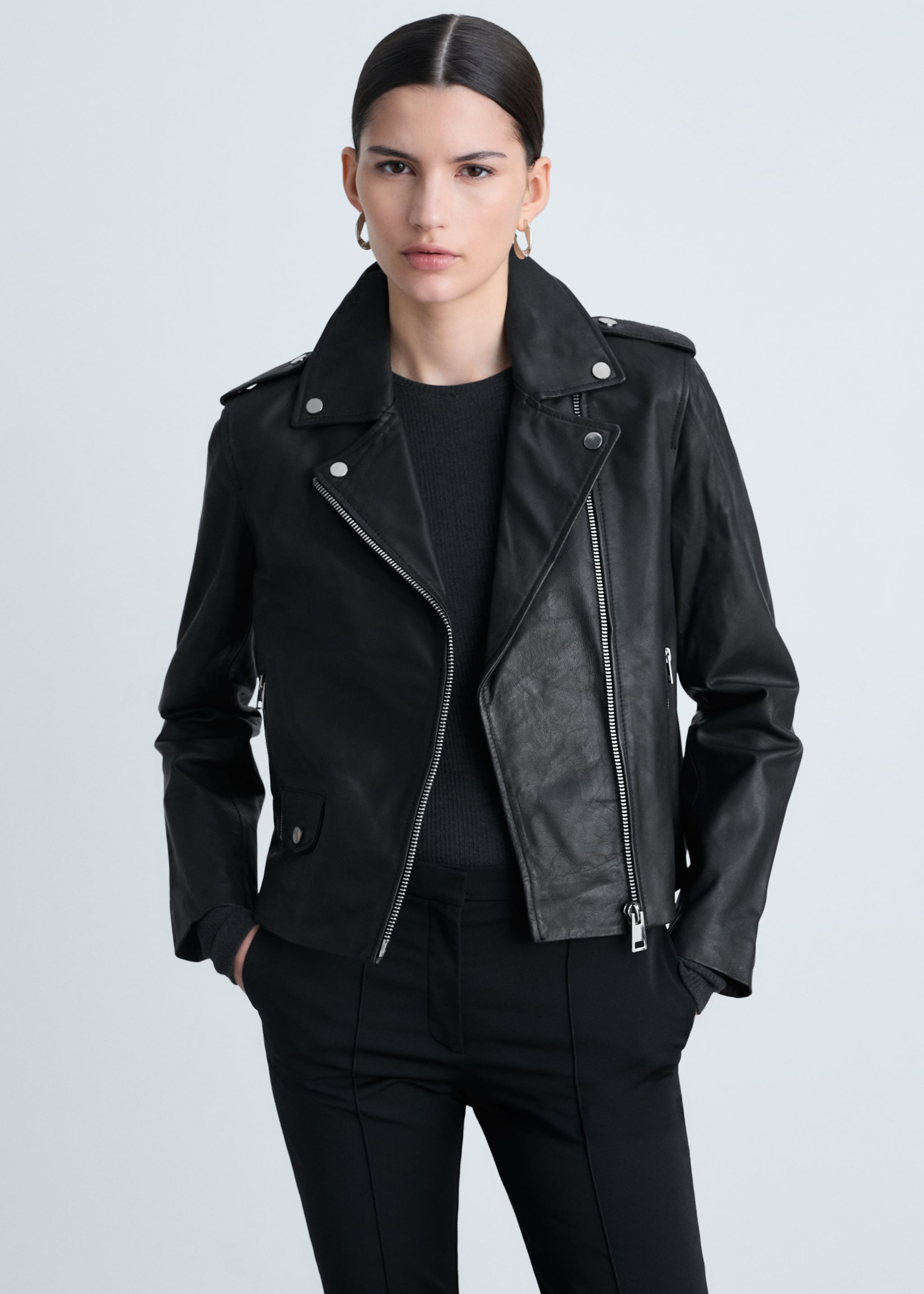 Leather biker jacket - Medium plane