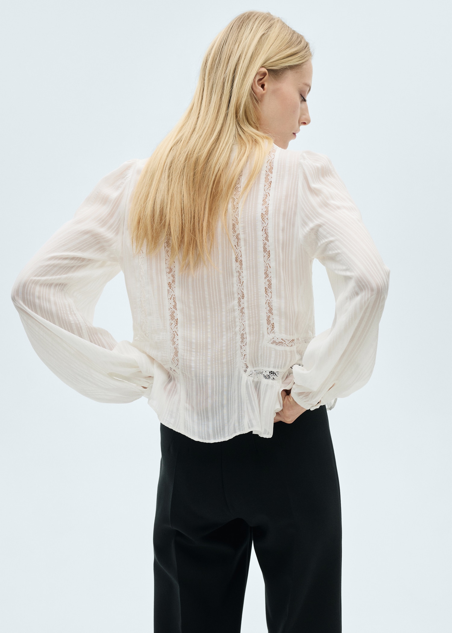 Blouse with ruffles and lace details - Women | MANGO USA