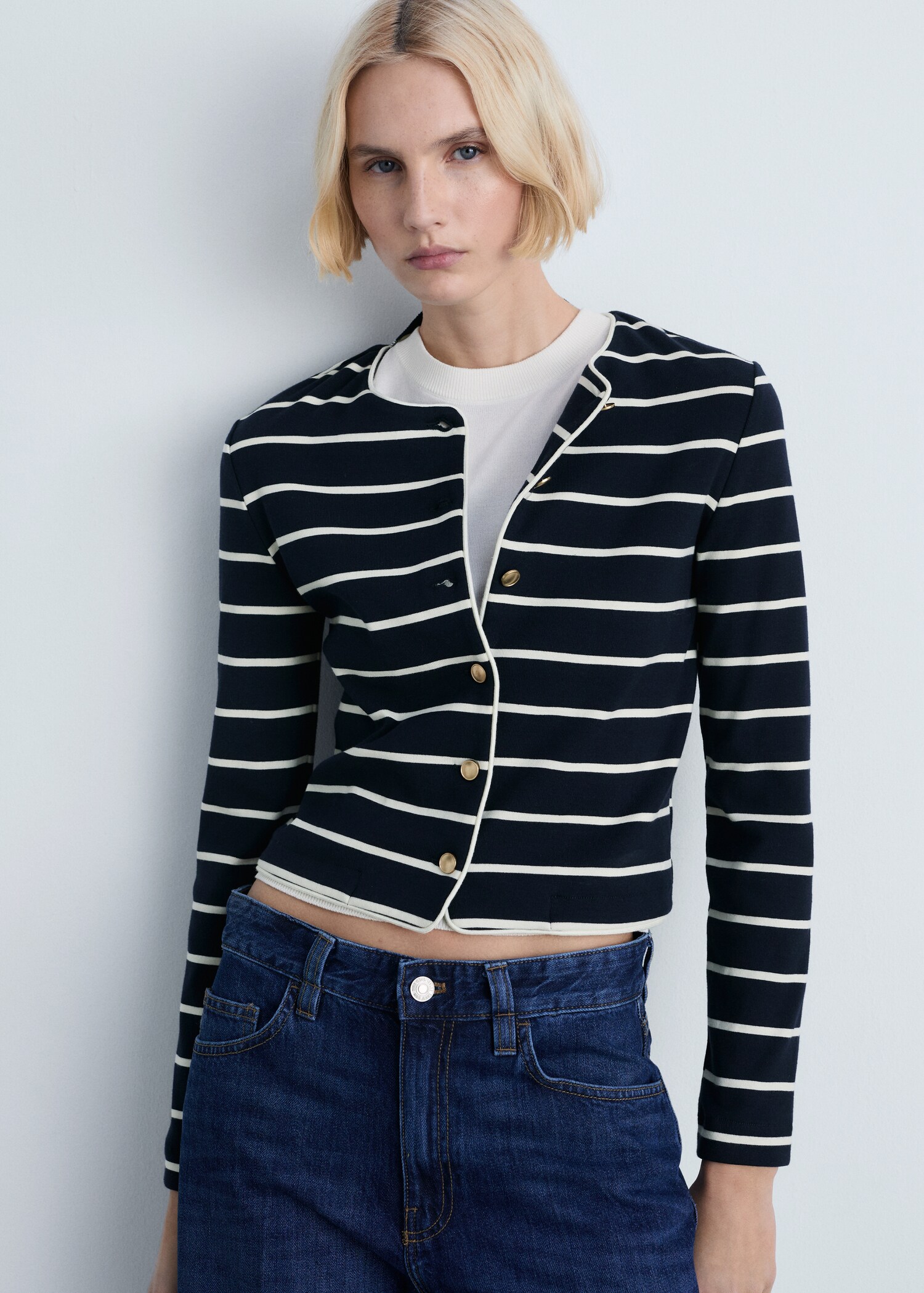 Cardigan maille rayures - Plan moyen