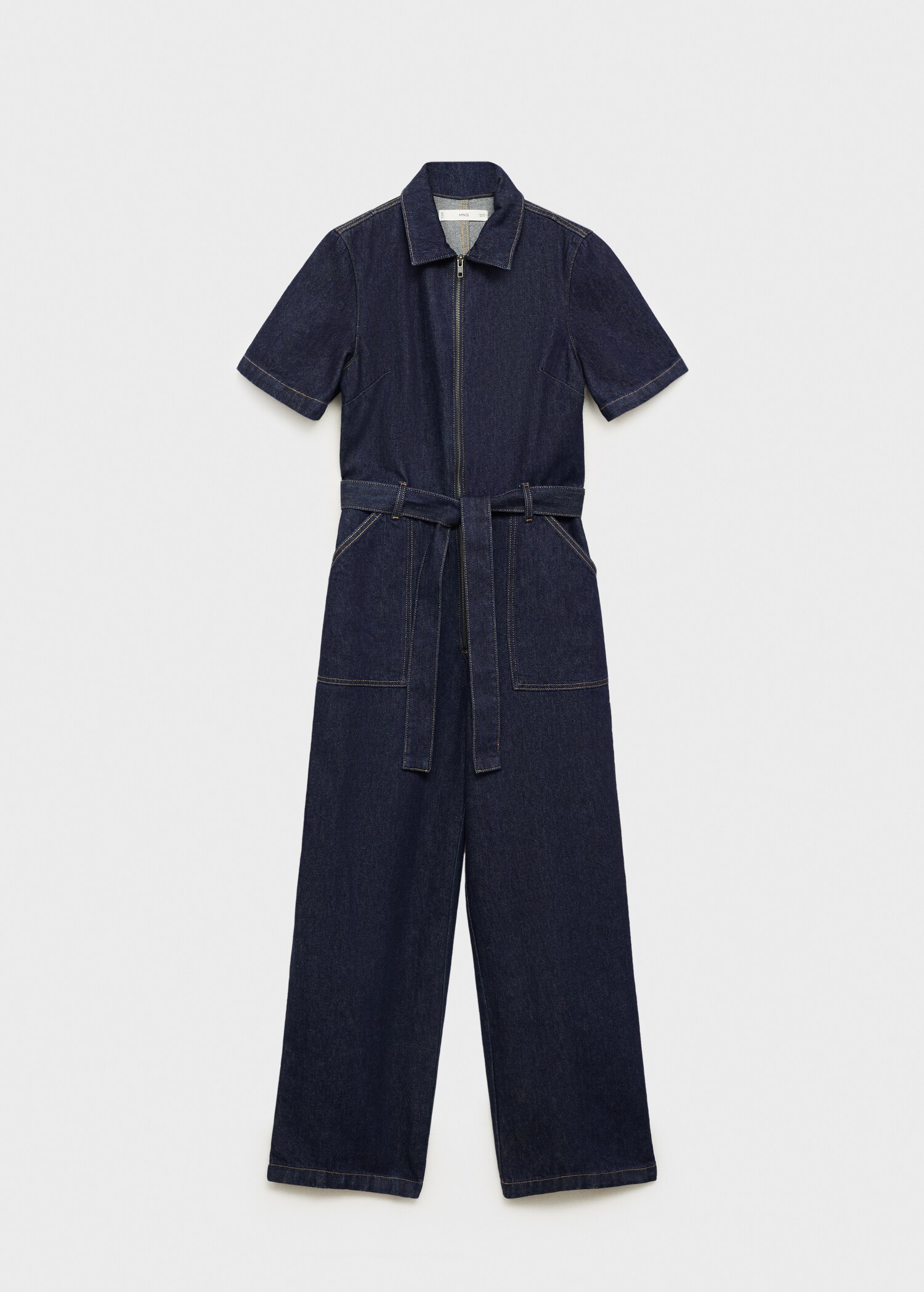 Short-sleeved denim jumpsuit - Article without model