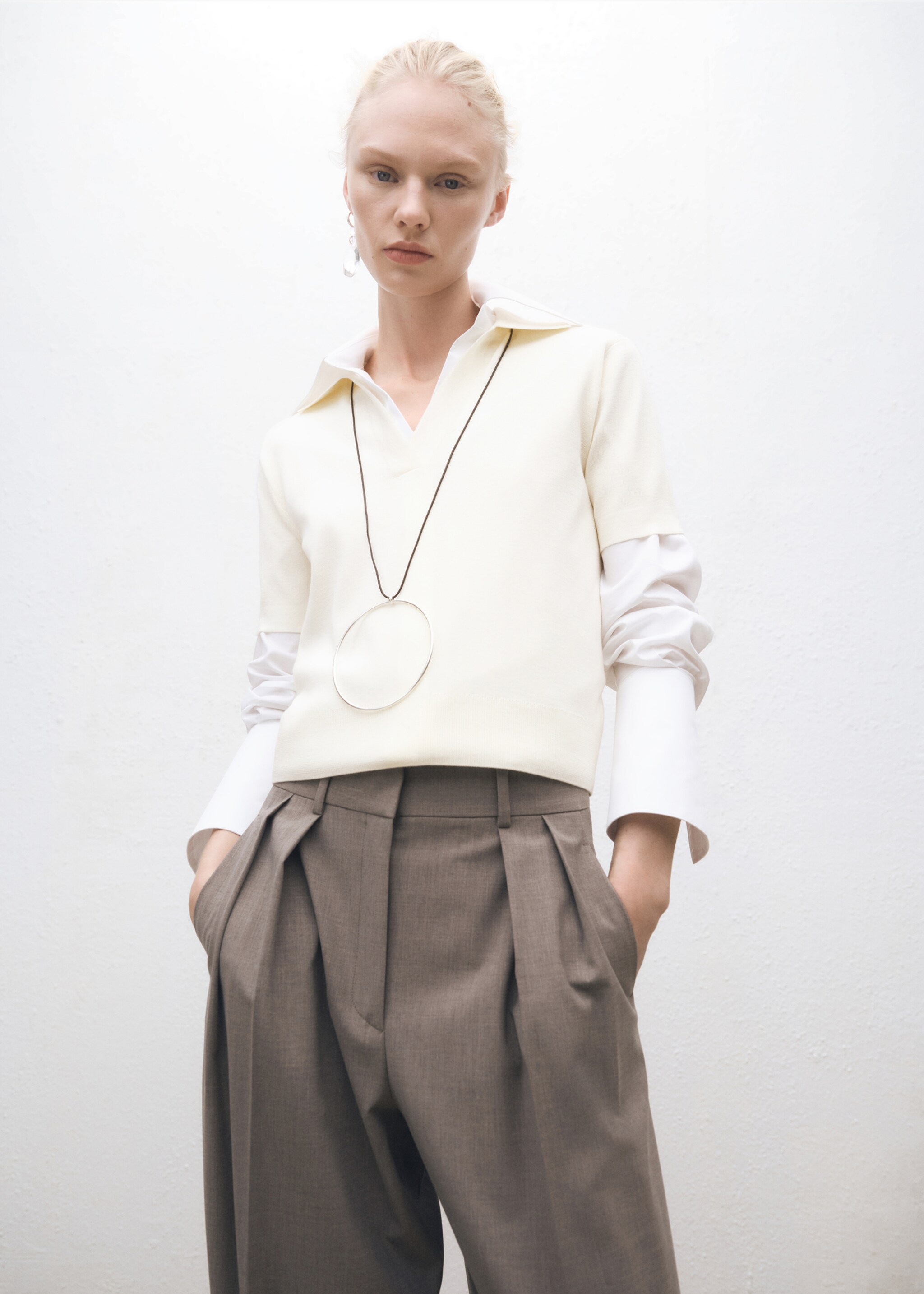 Wool-blend polo-neck sweater - Medium plane