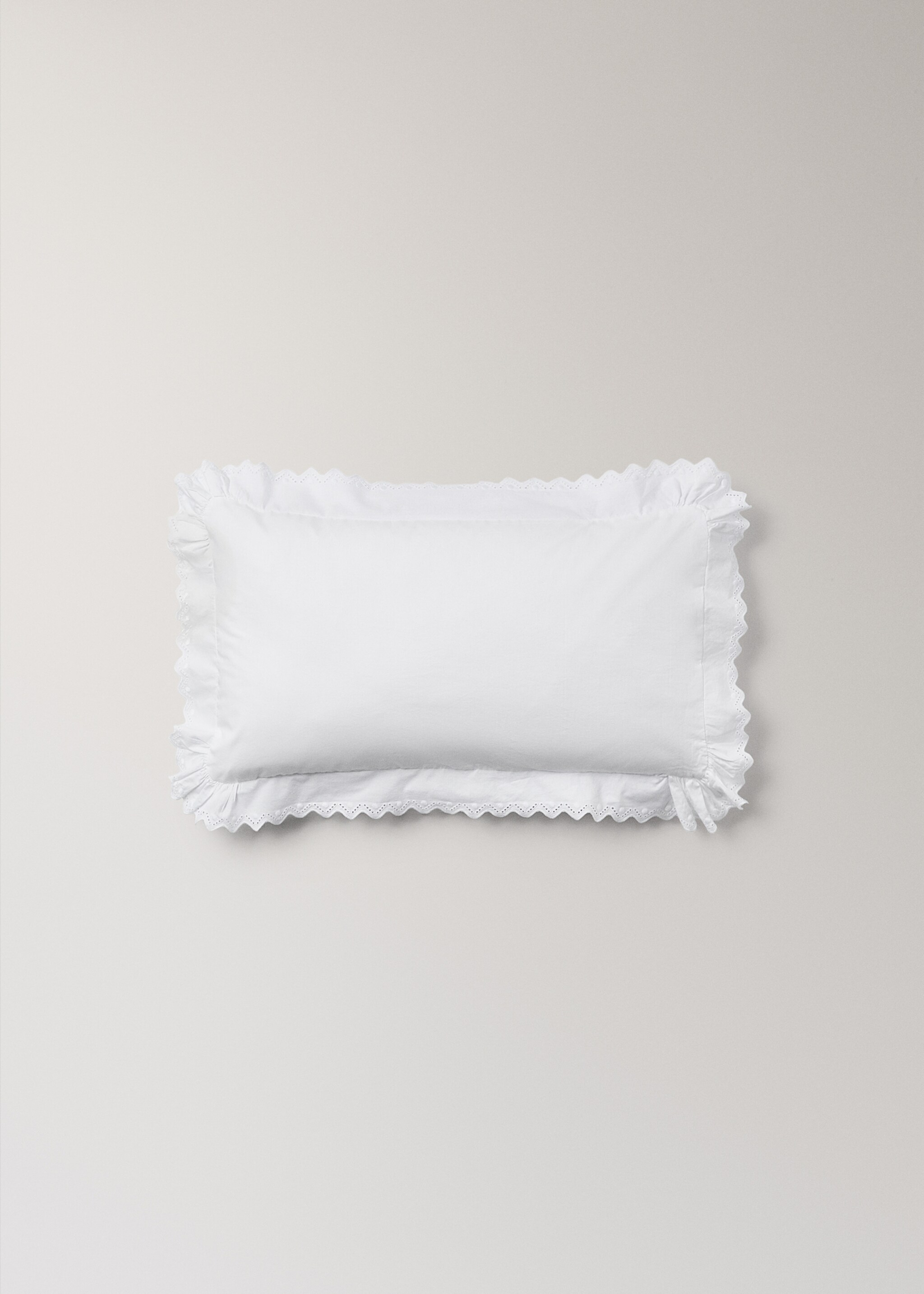 Set van dekbedovertrek en kussen voor wieg met volant - Detail van het artikel 2, Wit. Ref: 87064095-00.