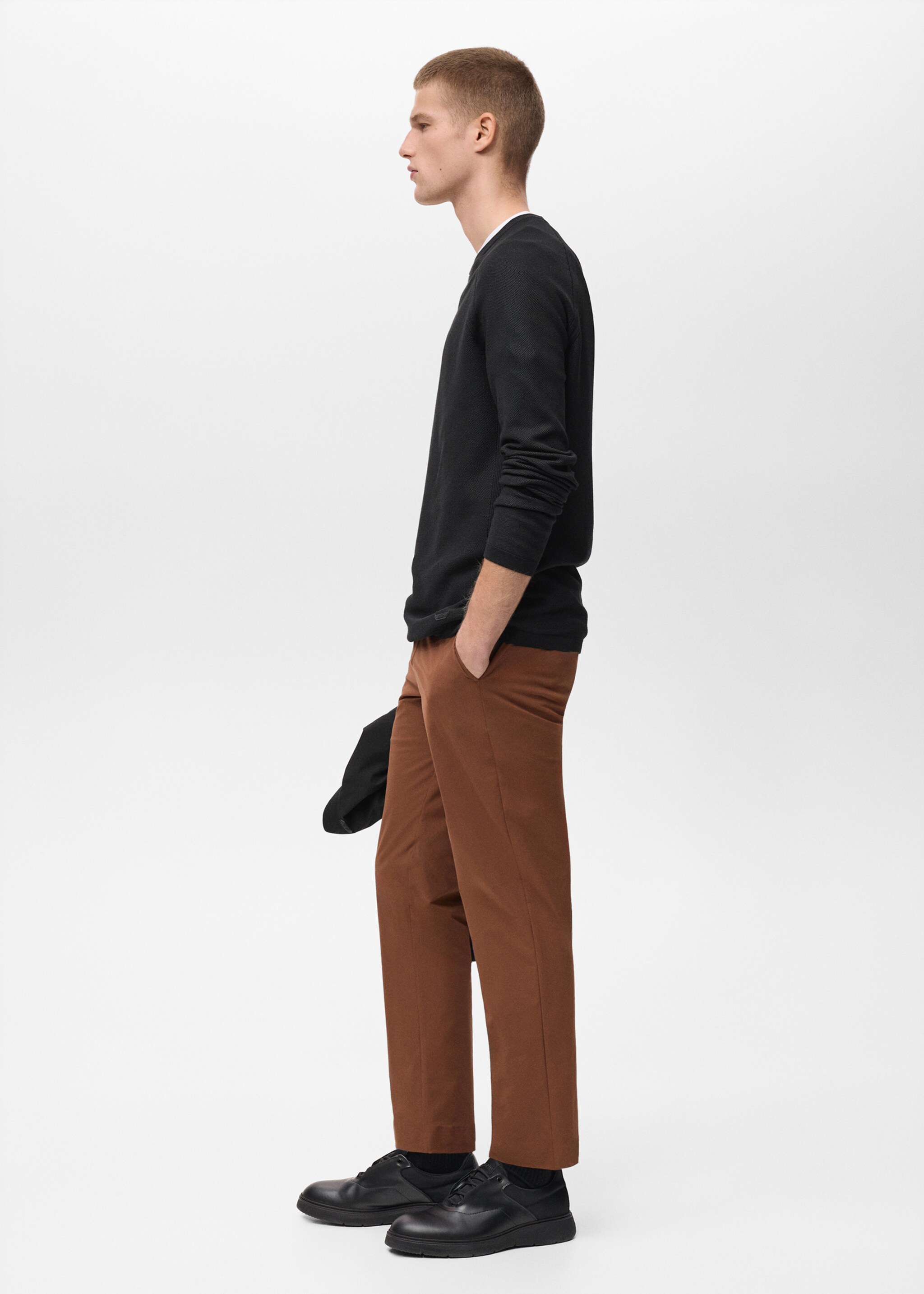 Stretch fabric slim-fit trousers with drawstring - Details of the article 2