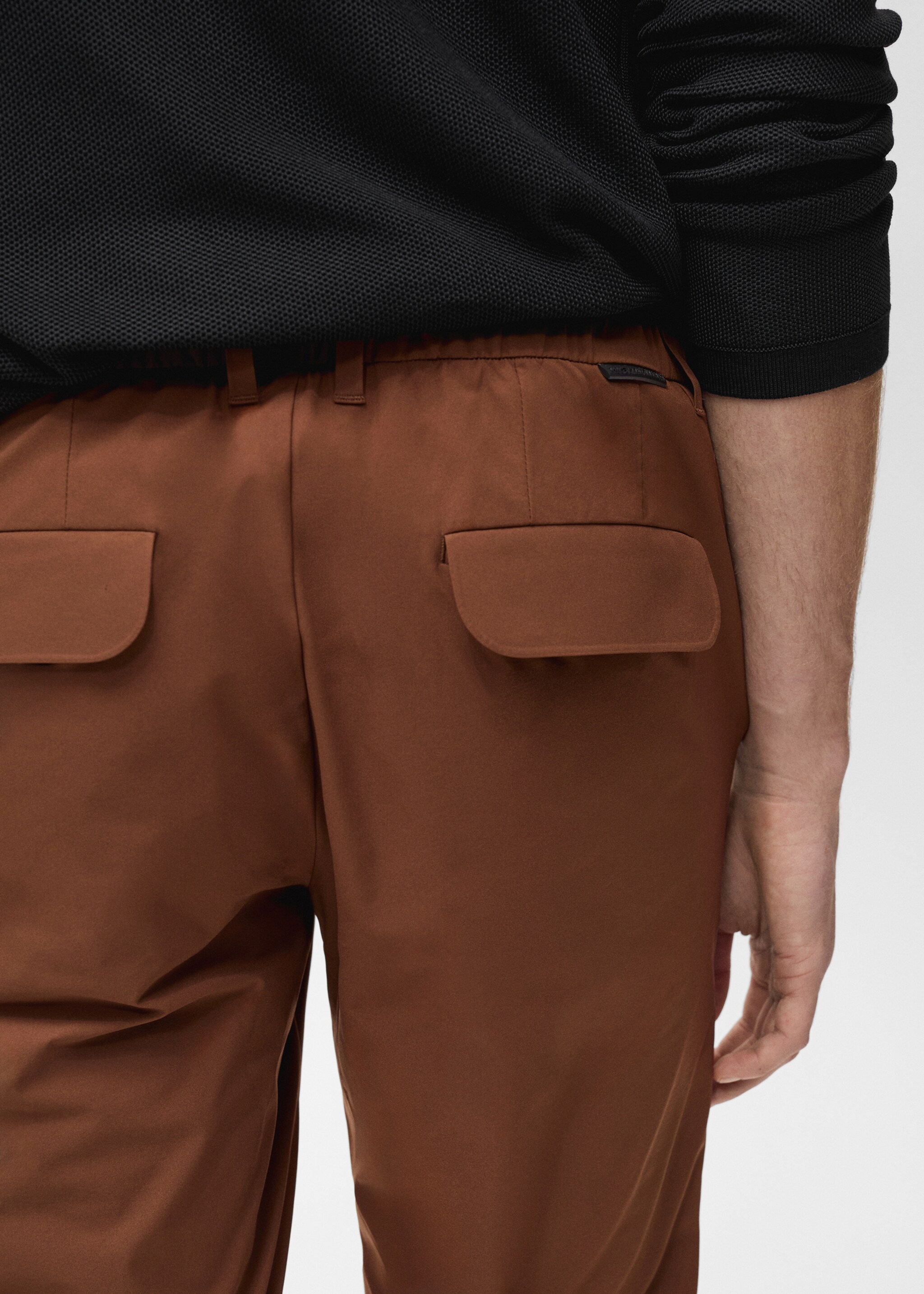Stretch fabric slim-fit trousers with drawstring - Details of the article 6