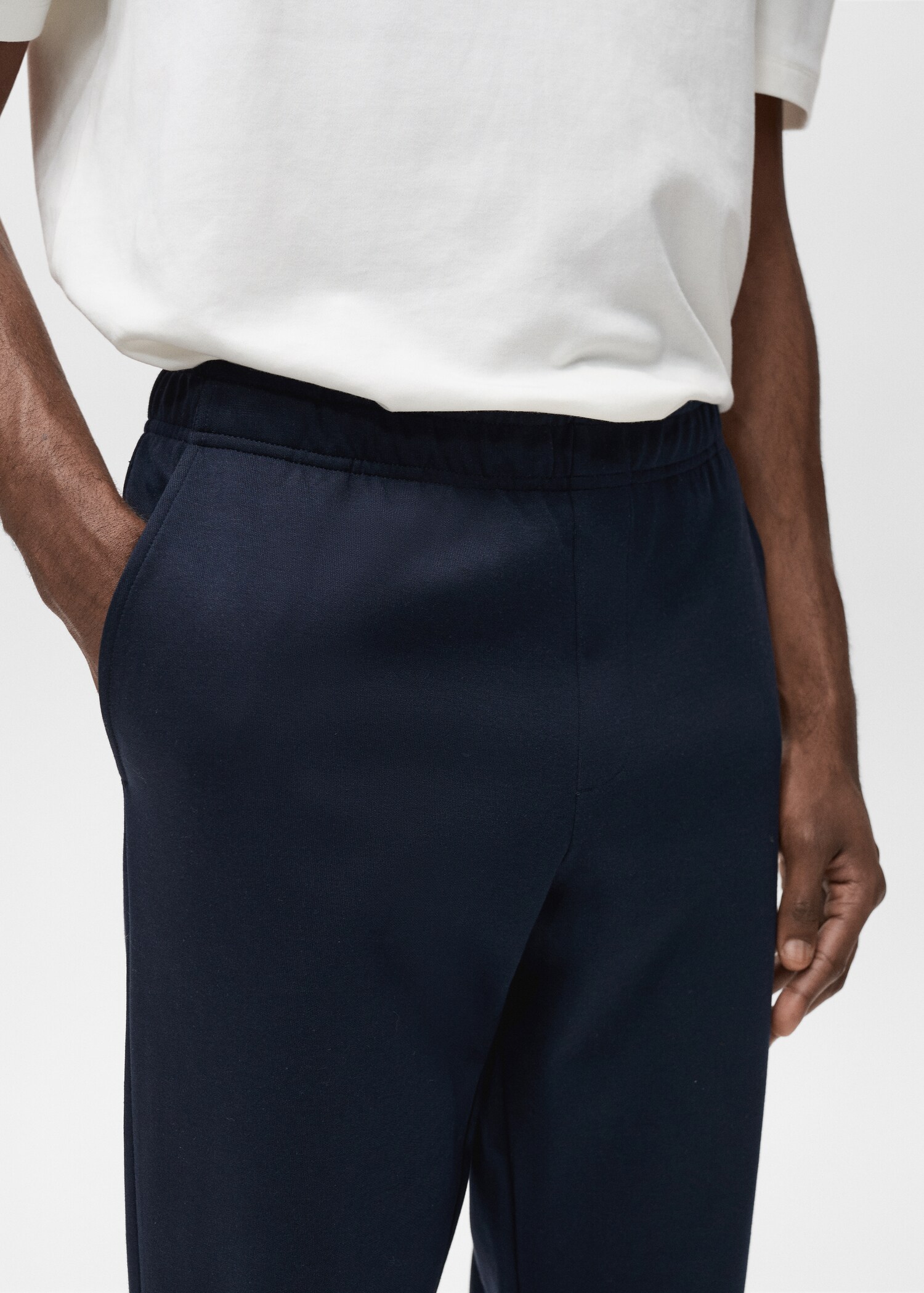 Cotton joggers with elastic waist - Men | MANGO USA
