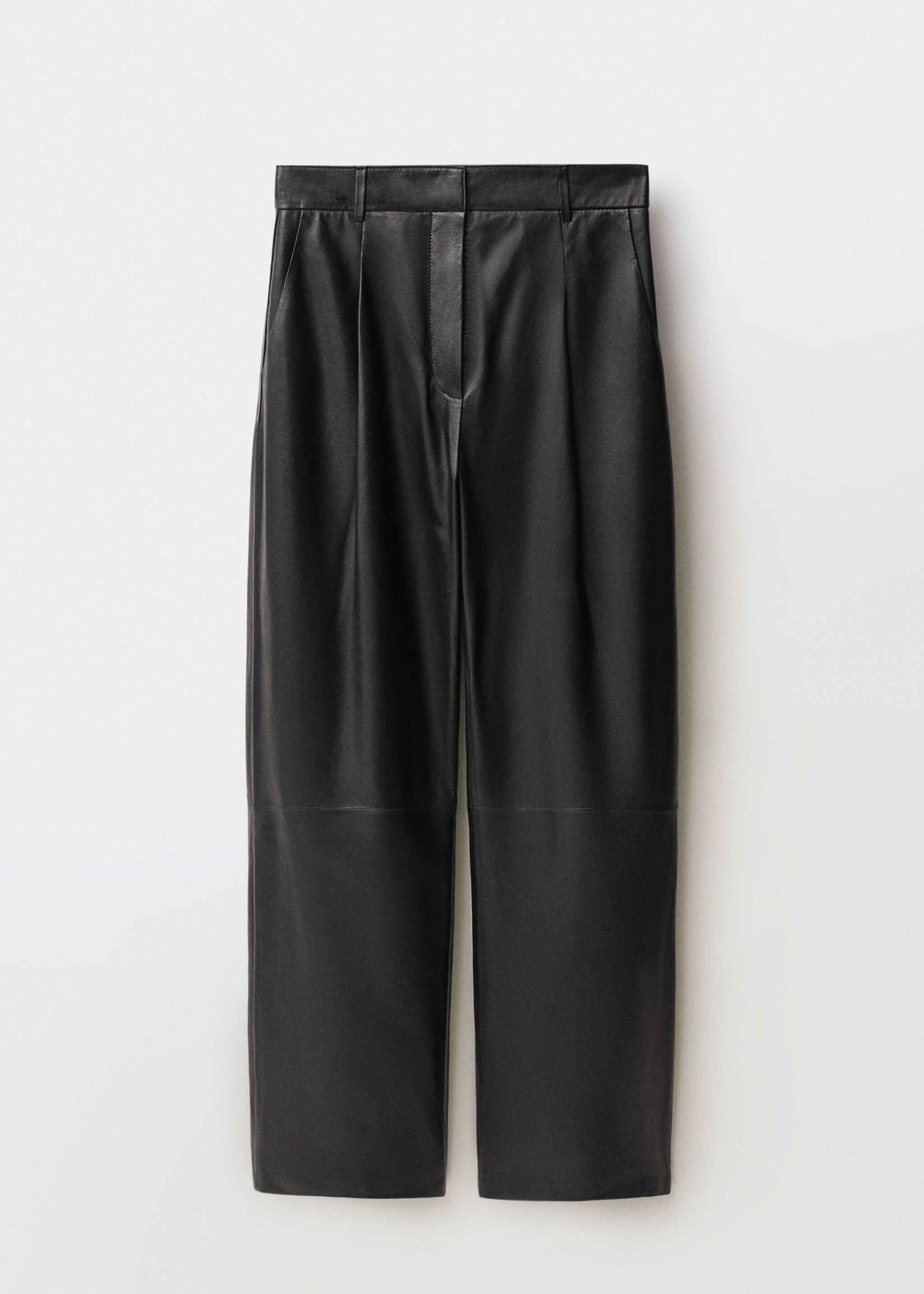 Straight leather trousers with pleat detail - Article without model