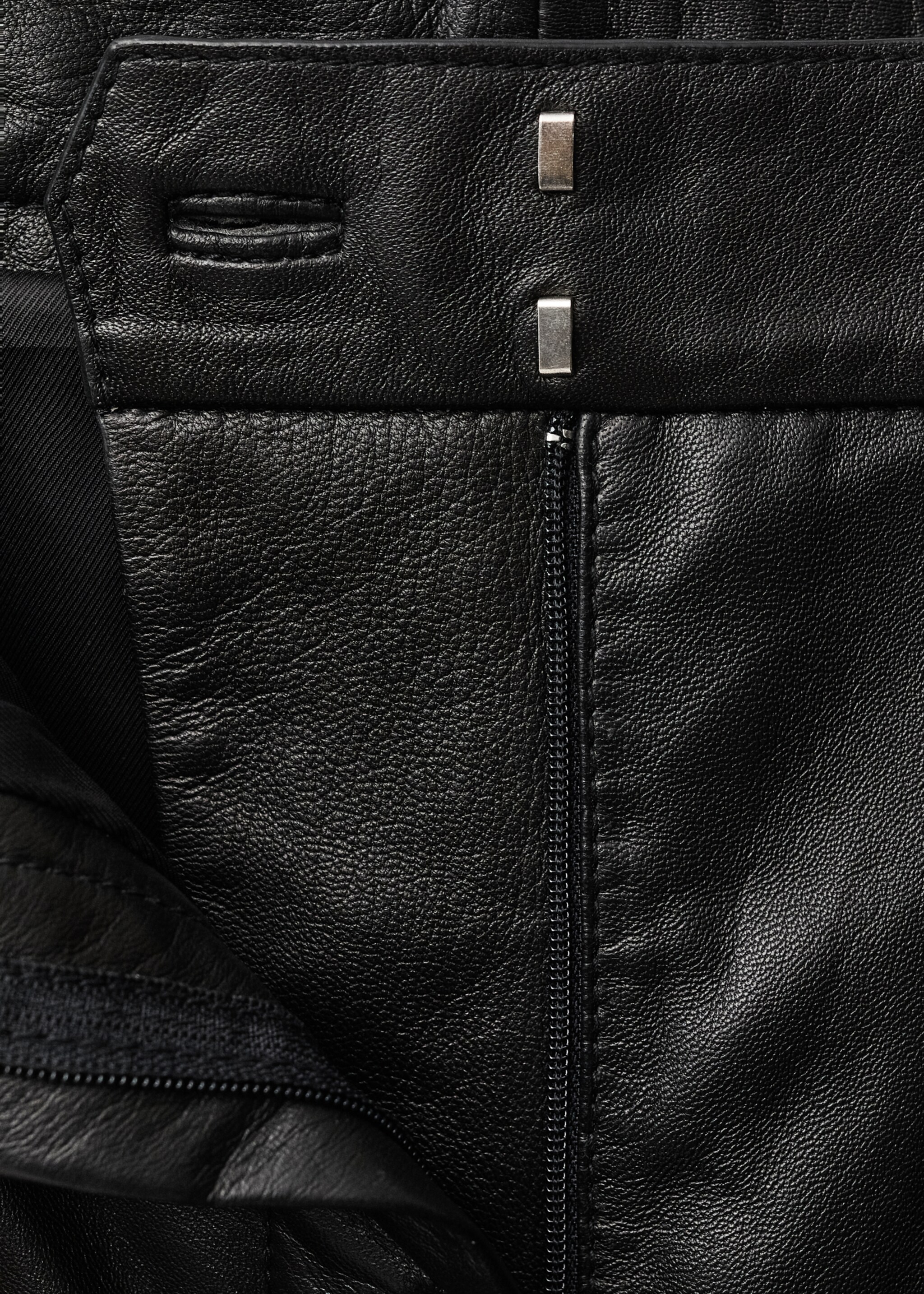 Straight leather trousers with pleat detail - Details of the article 0